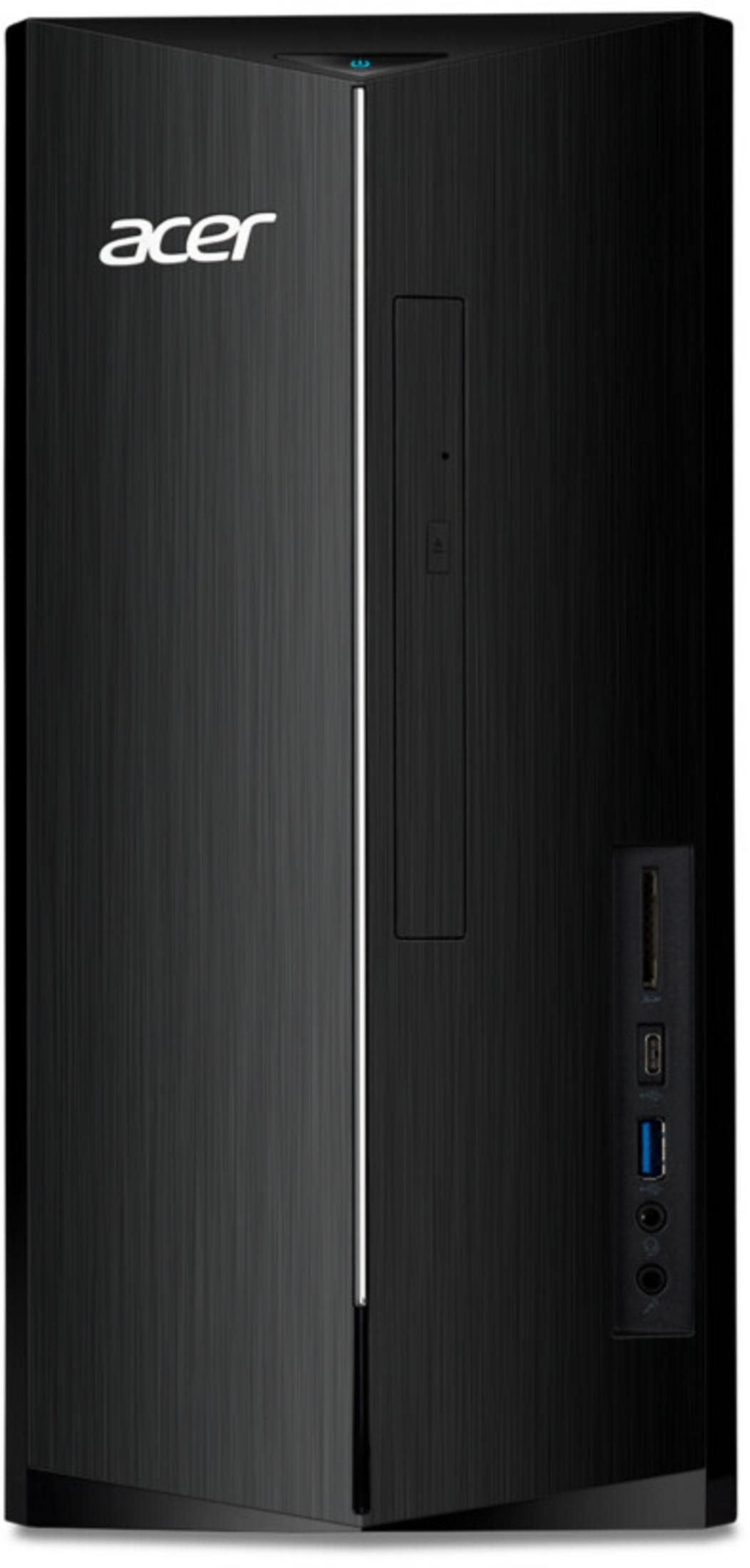 Schwarzer Acer PC-Turm mit gebürsteter Oberfläche und silbernen Akzenten.