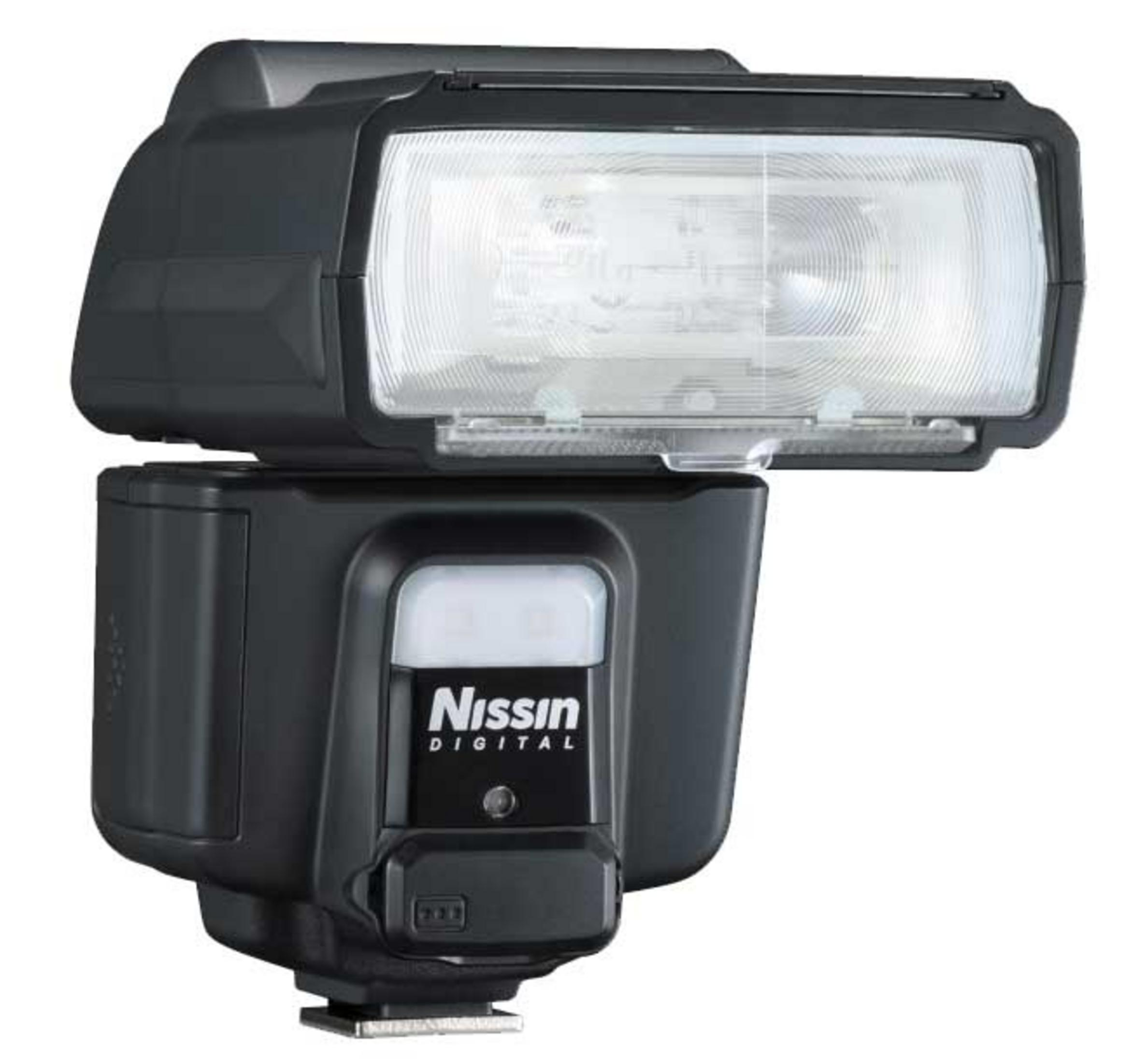 A black Nissin Digital camera flash unit is shown against a white background.