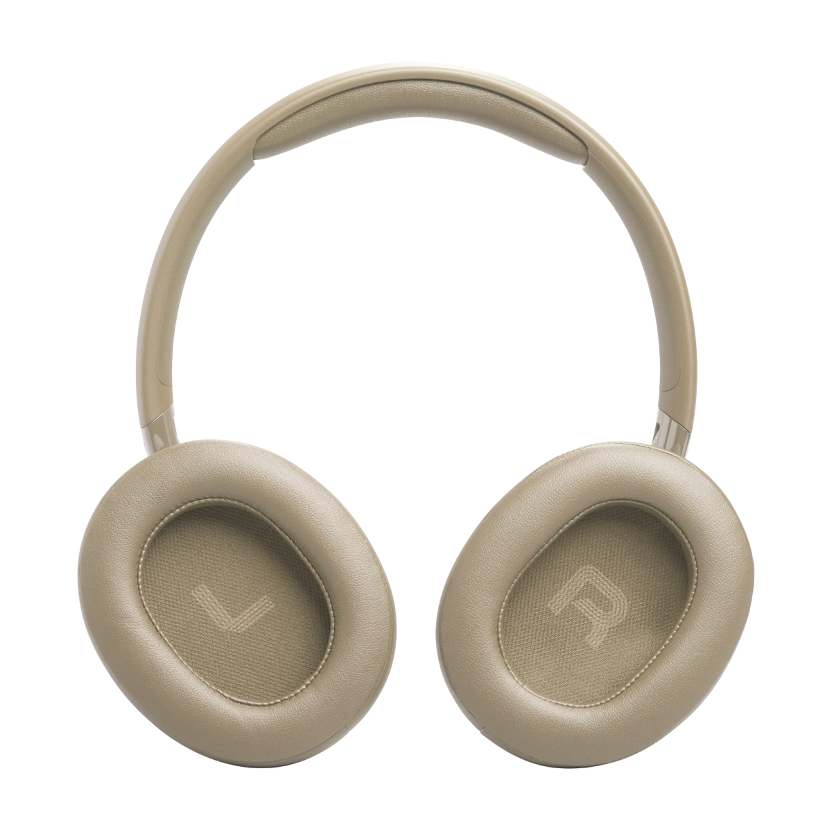 Cuffie beige con padiglioni imbottiti e archetto.