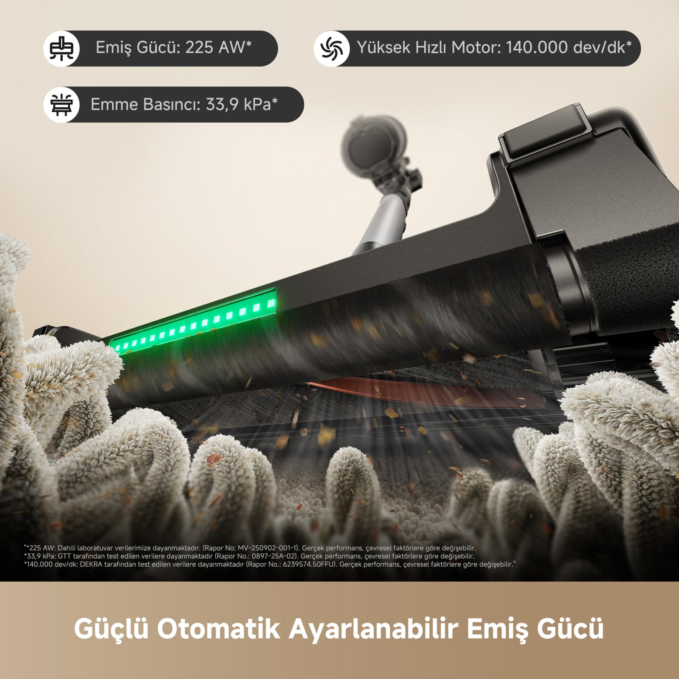Spazzola aspirapolvere con luce LED verde aspira polvere e detriti.