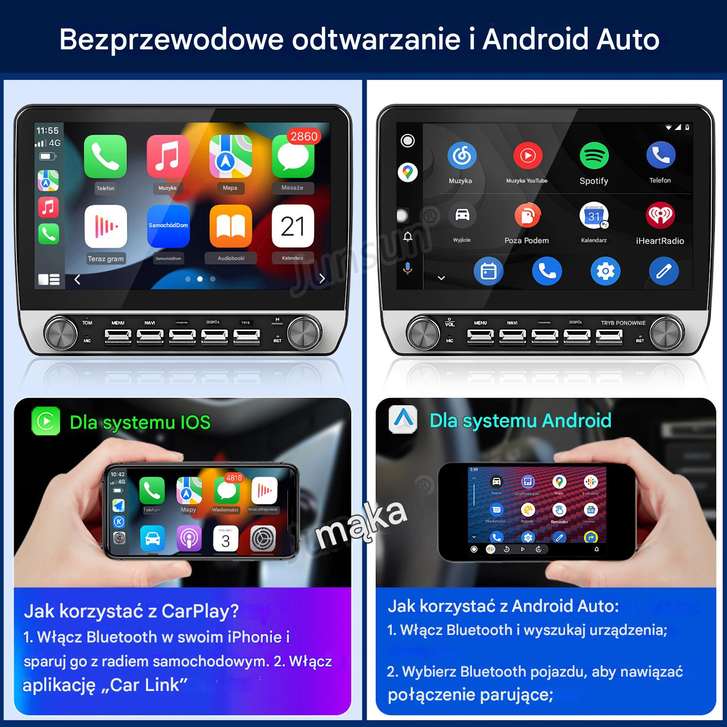 Cztery ekrany: dwa systemy infotainment auta, dwa smartfony z aplikacjami.