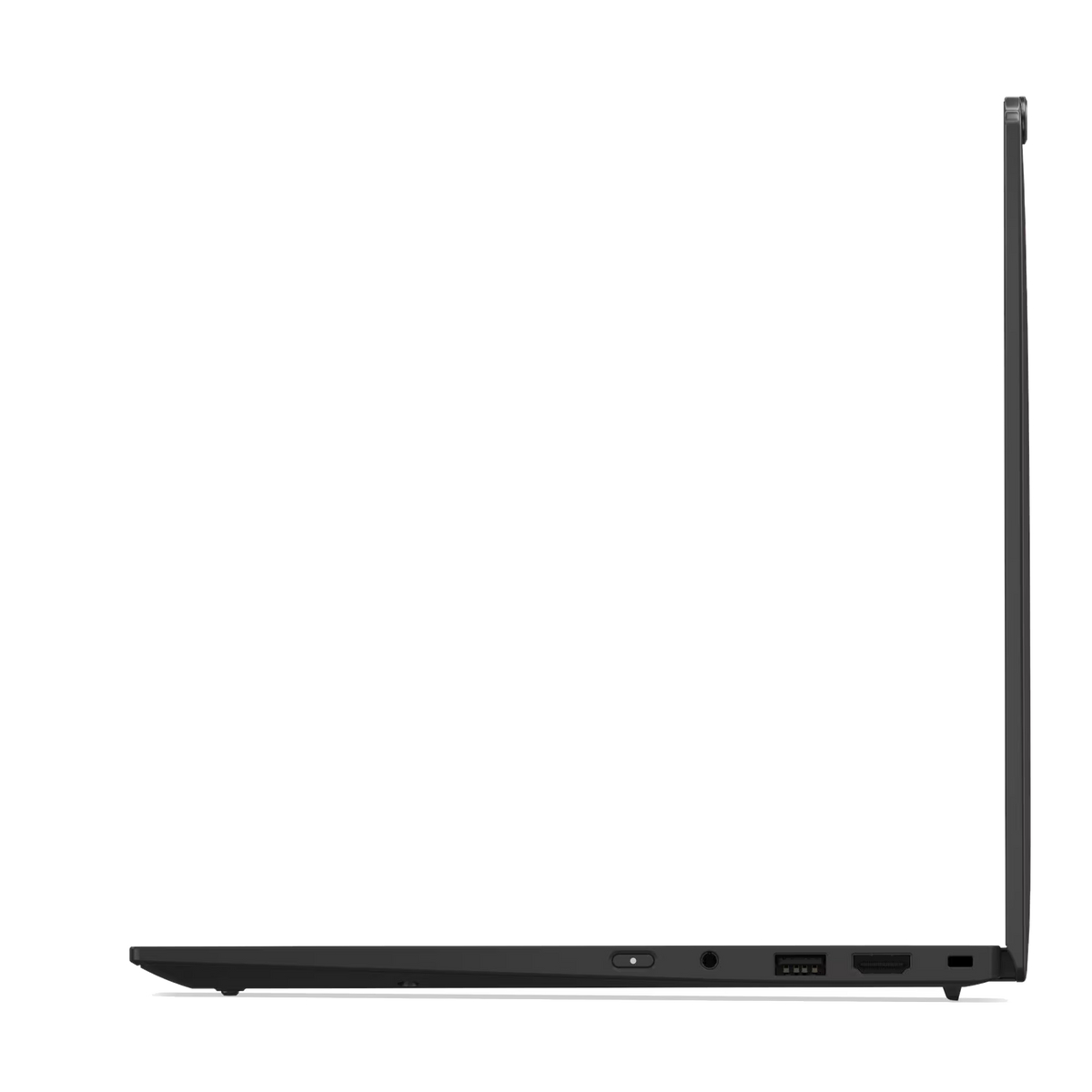 Laptop nero in profilo laterale che mostra le porte.