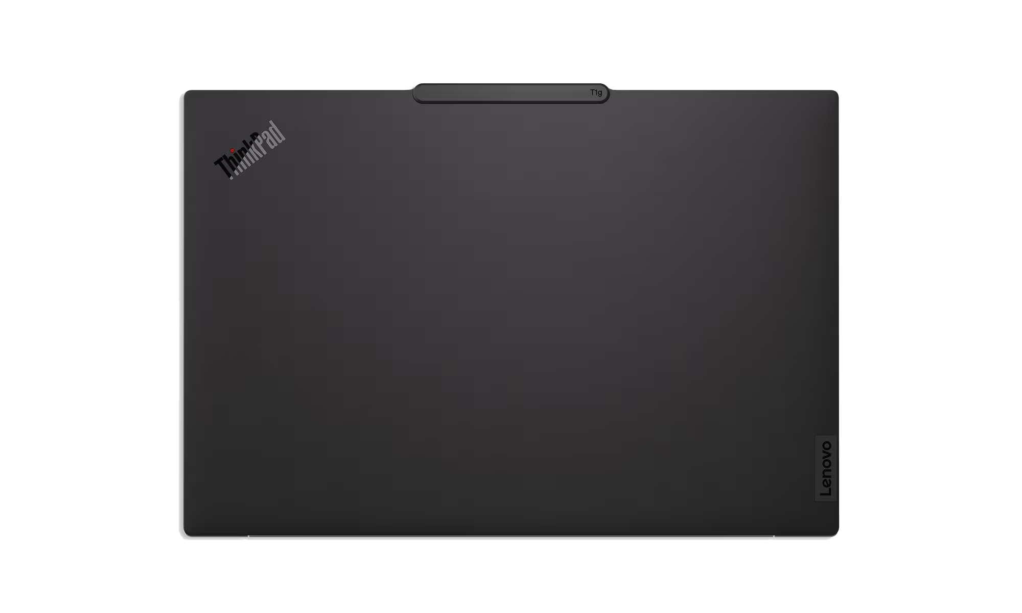 Portátil negro cerrado con logo ThinkPad y marca Lenovo.