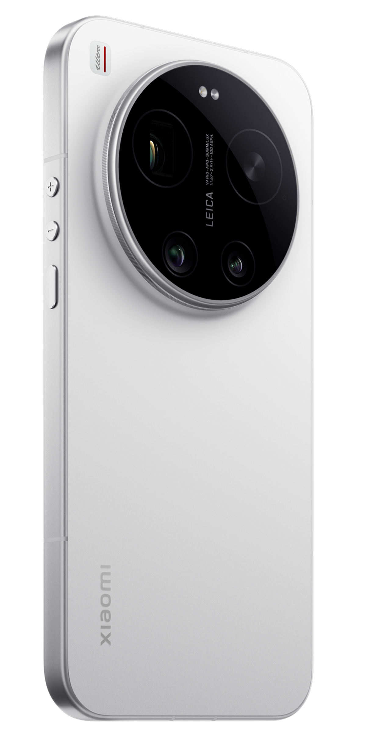 Ein weißes Xiaomi Smartphone mit großem Kameramodul und Leica-Schriftzug.