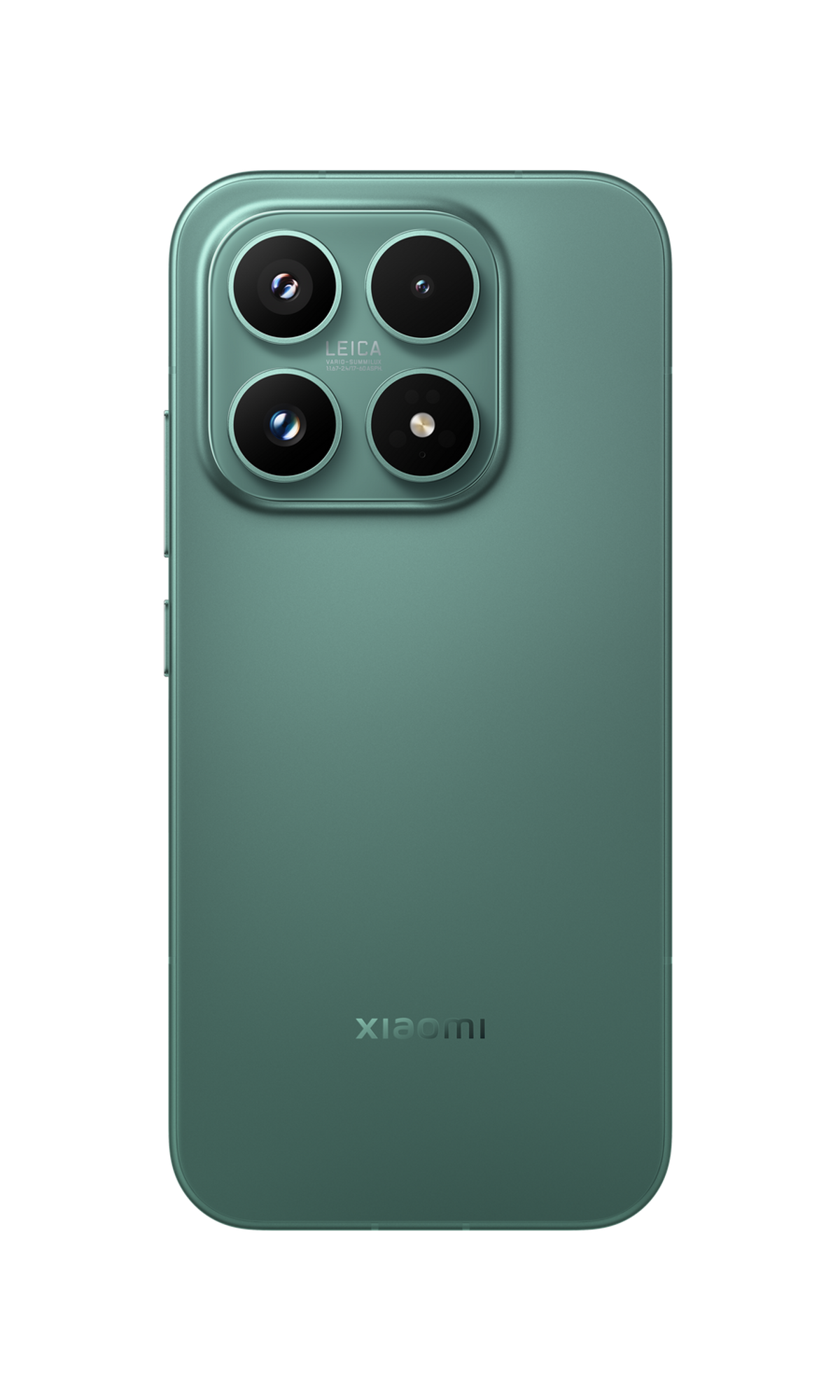 Tył turkusowego smartfona z czterema aparatami i logo Leica.