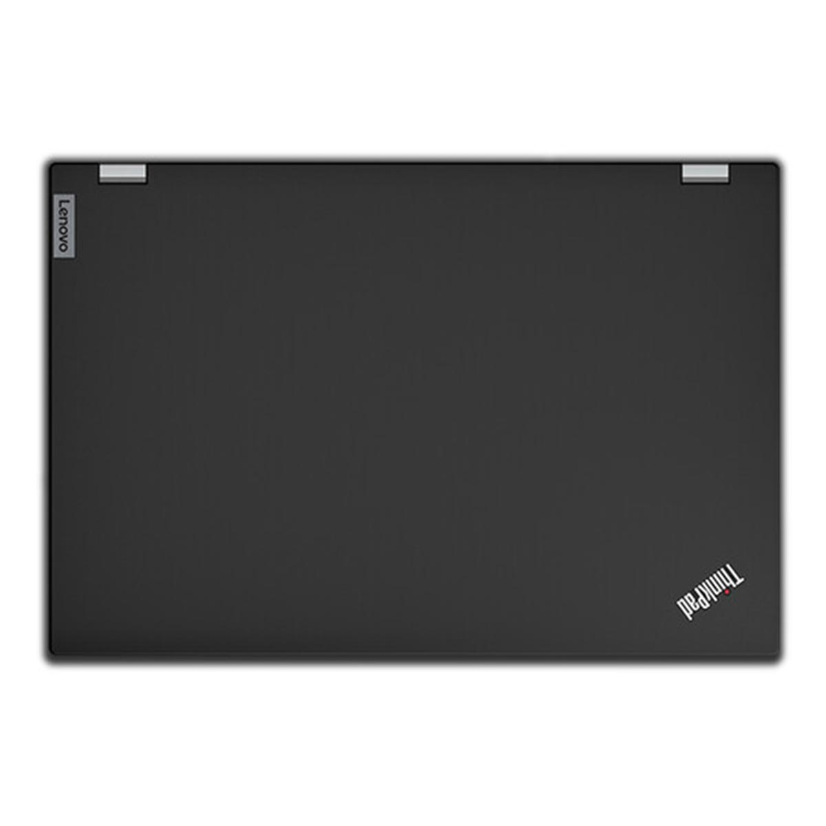 Zamknięty czarny laptop Lenovo ThinkPad ze srebrnymi zawiasami.