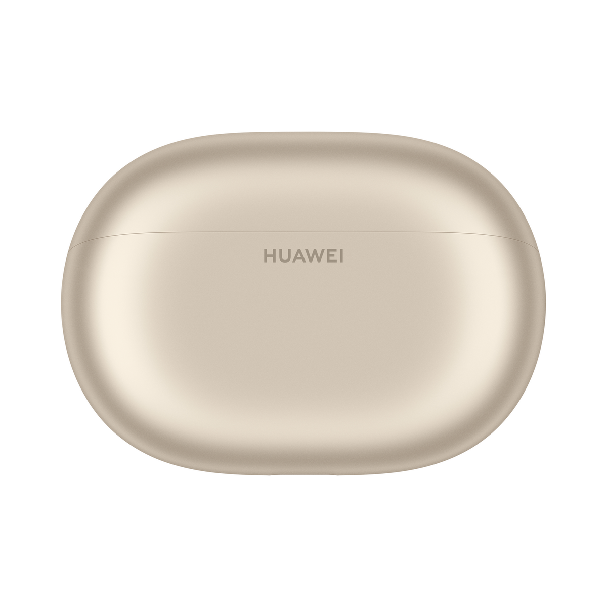 Goldenes Huawei Kopfhörer-Etui, glatt und abgerundet, mit Huawei-Logo.