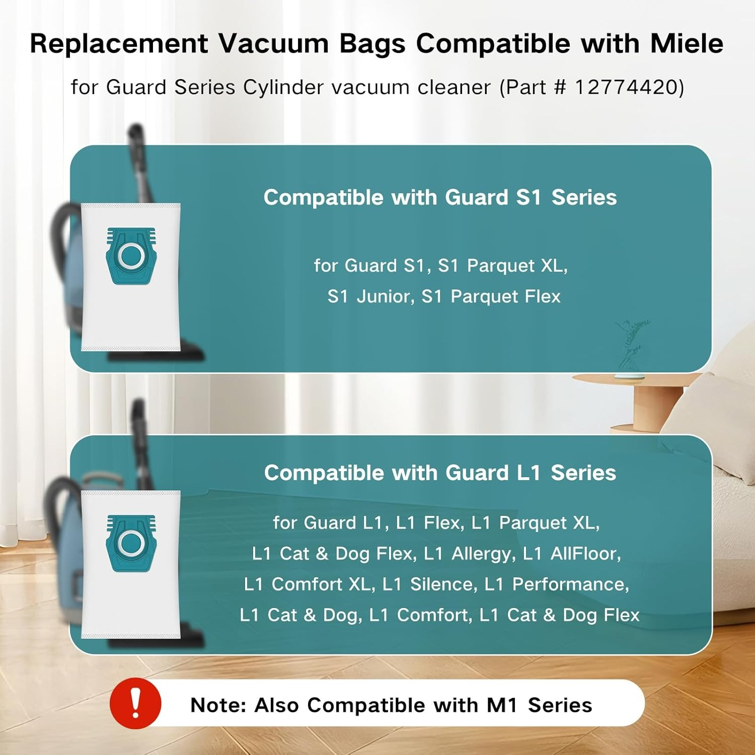 Ersatzstaubsaugerbeutel für Miele Guard S1/L1/M1 Serien.