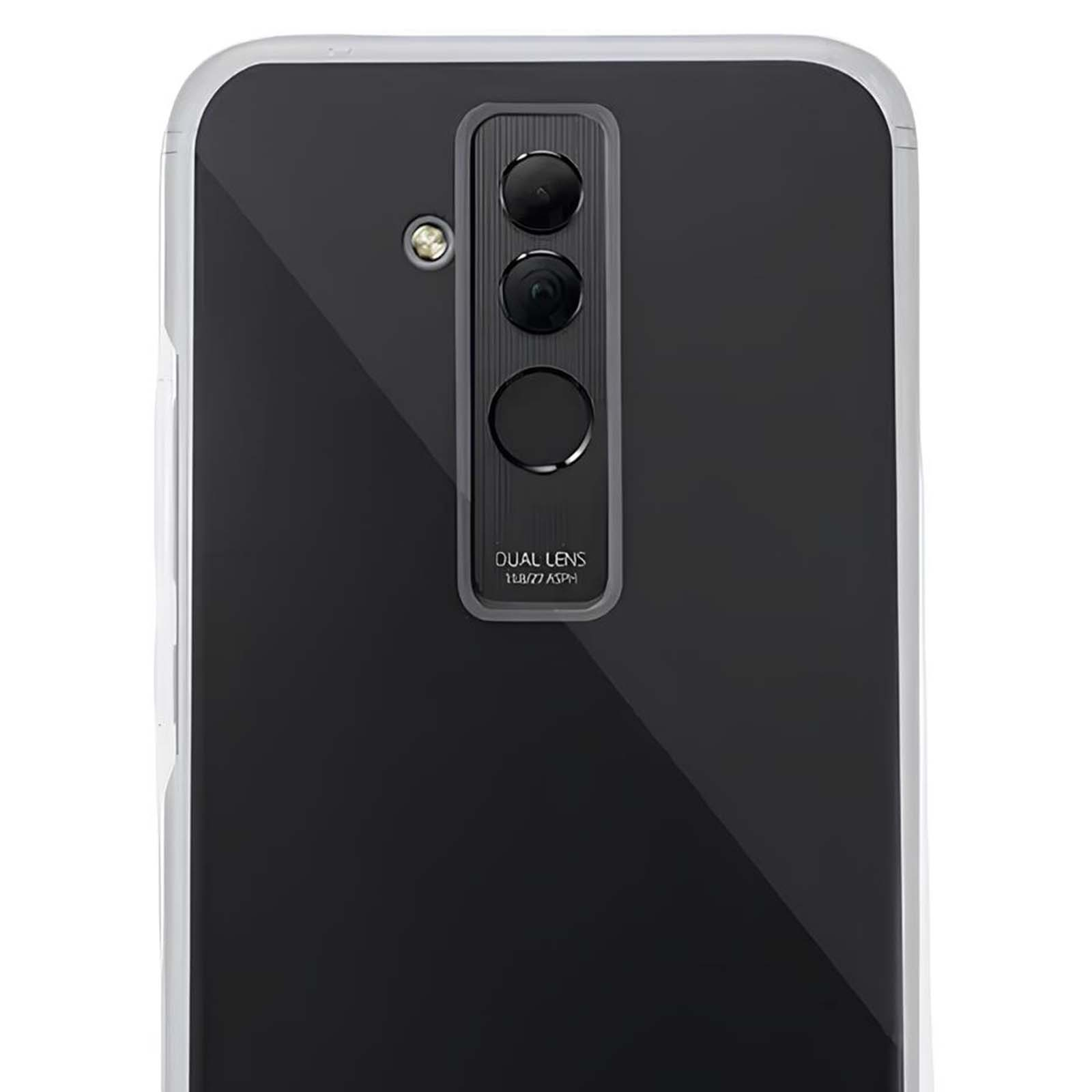 Rückseite eines schwarzen Smartphones mit drei Kameras und Blitz.