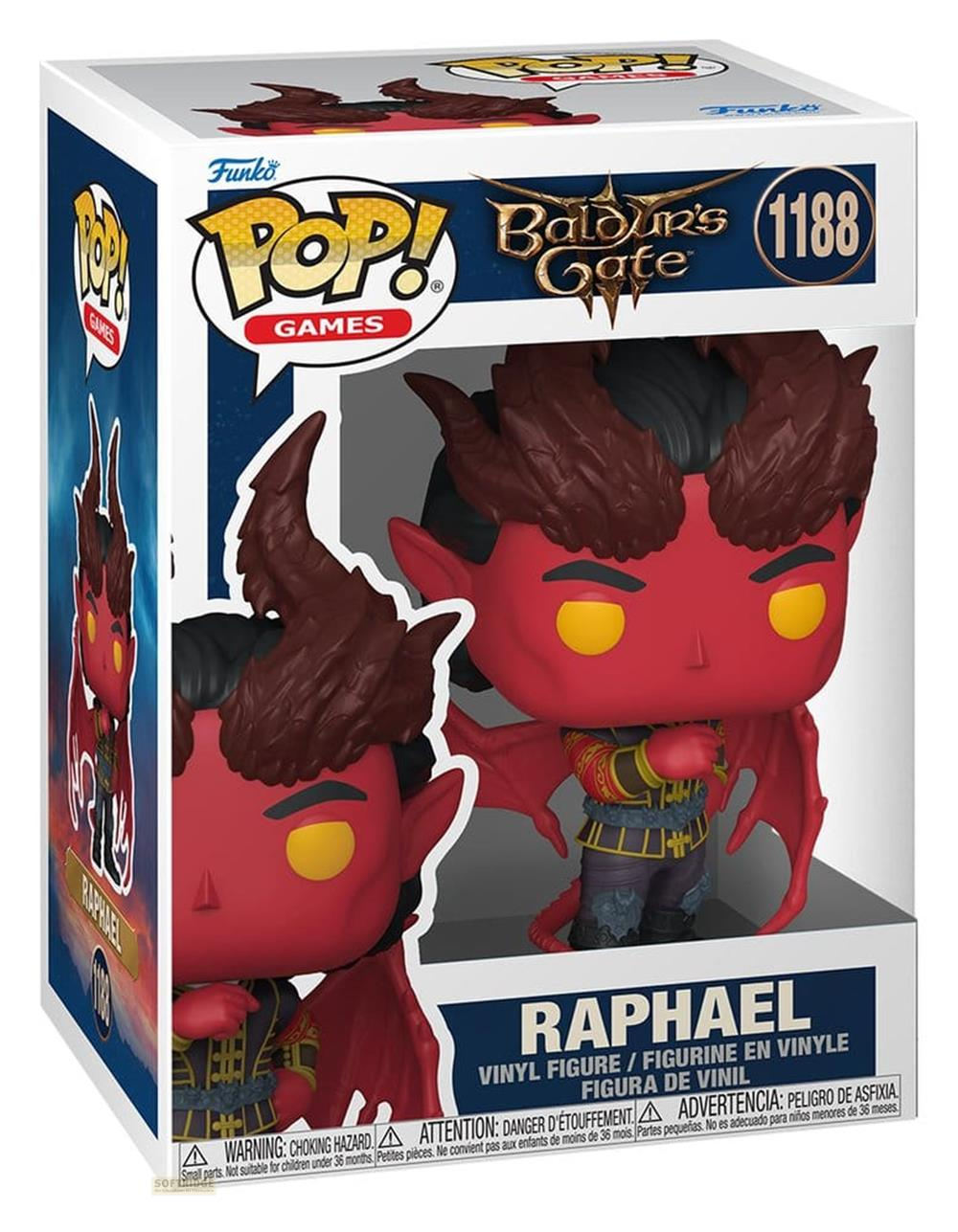 Funko Pop! Figur von Raphael aus Baldur's Gate, ein roter Dämon mit Hörnern und Flügeln.