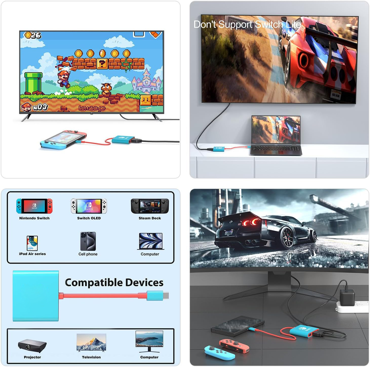 Nintendo Switch spielt Super Mario auf einem Fernseher.