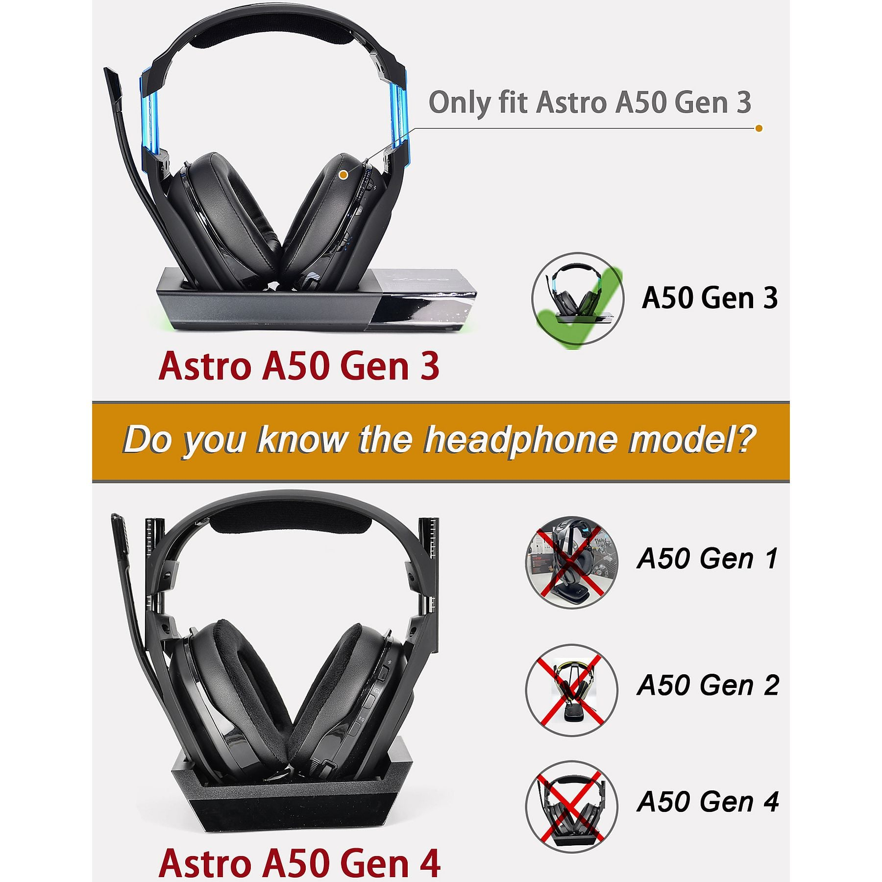 Astro A50 Gen 3 Kopfhörer auf Ständer vs andere Modelle mit X.