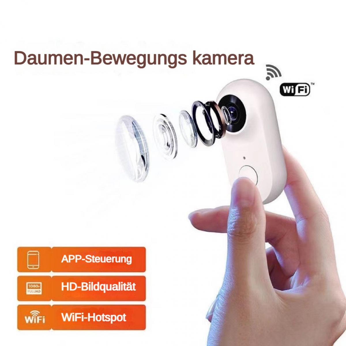 Kamera mit zerlegter Linse, wird von Hand gehalten. Mit App Steuerung, HD Qualität und WiFi.