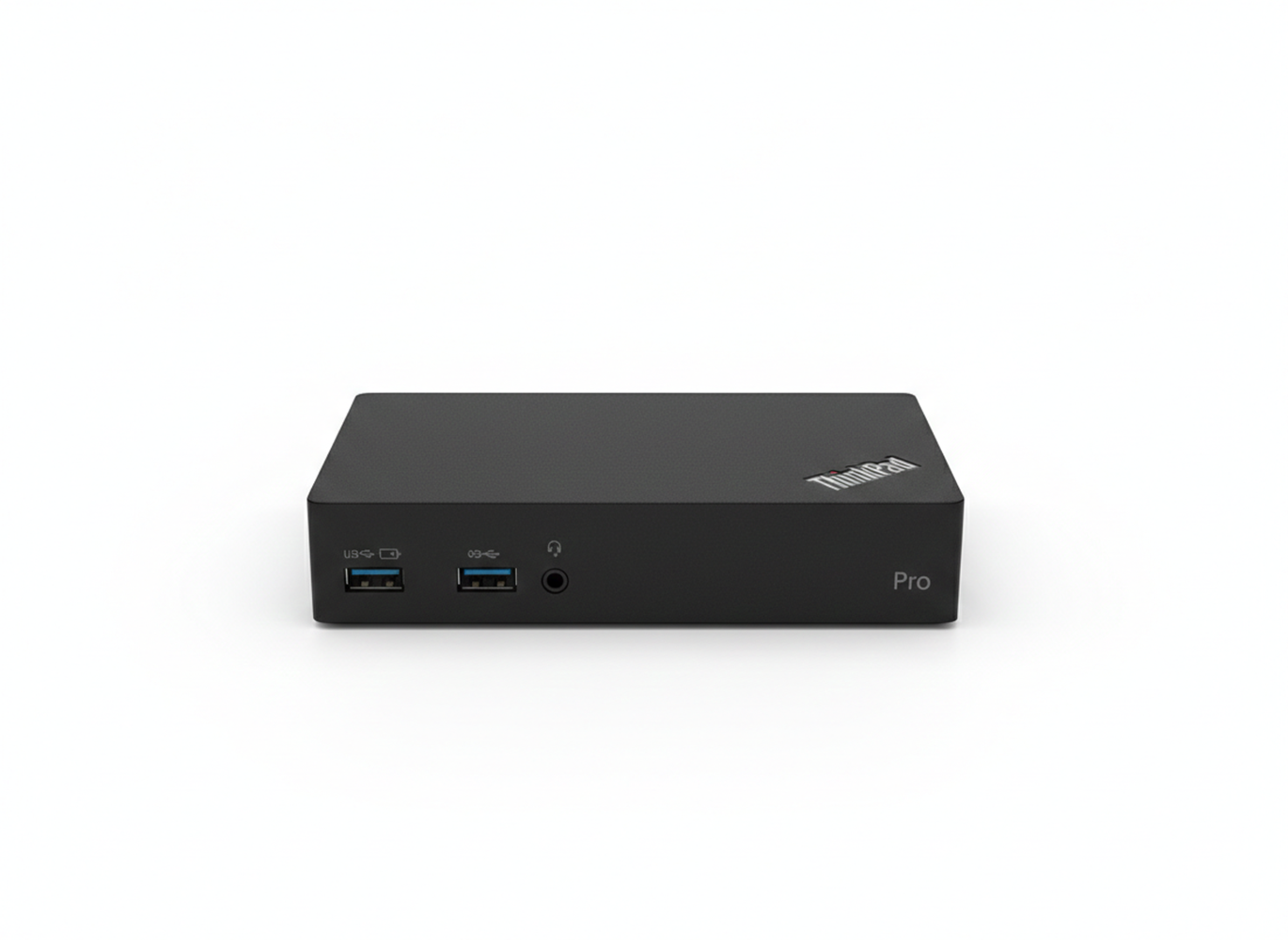Schwarzer Lenovo ThinkPad Pro Mini-PC mit Anschlüssen und Logo.