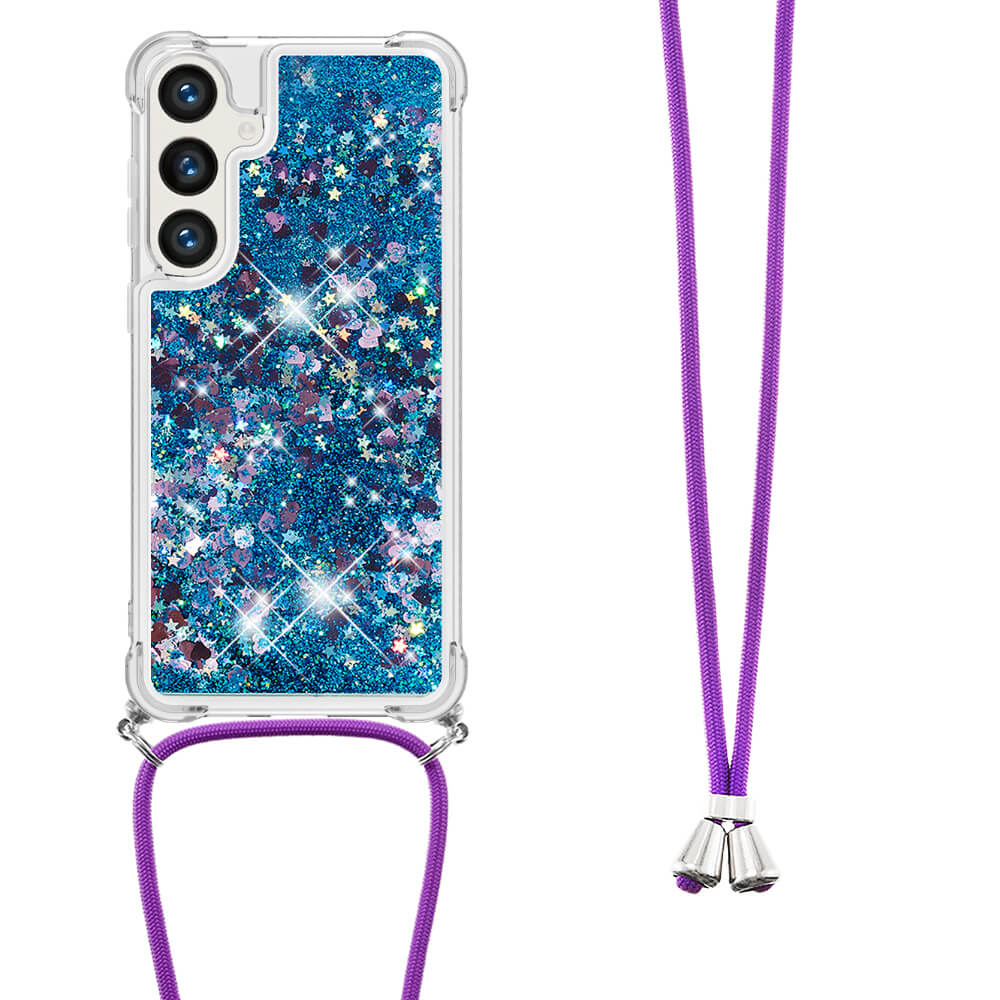 COVER-DISCOUNT Glitzer Hülle mit Umhängeband, Backcover, Samsung, Galaxy S26, Blau