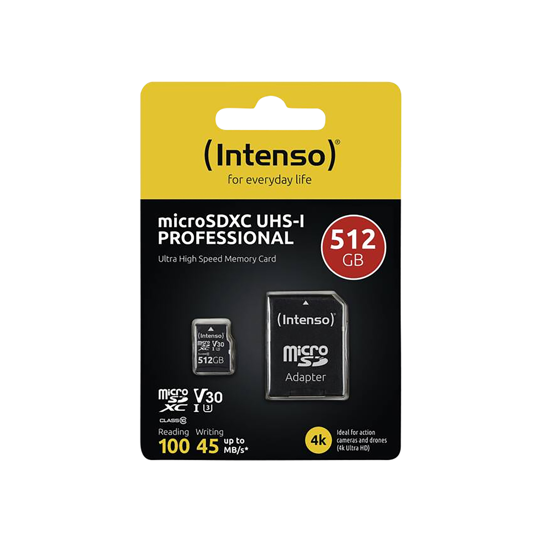 Intenso 512 GB microSDXC UHS-I Speicherkarte mit Adapter.