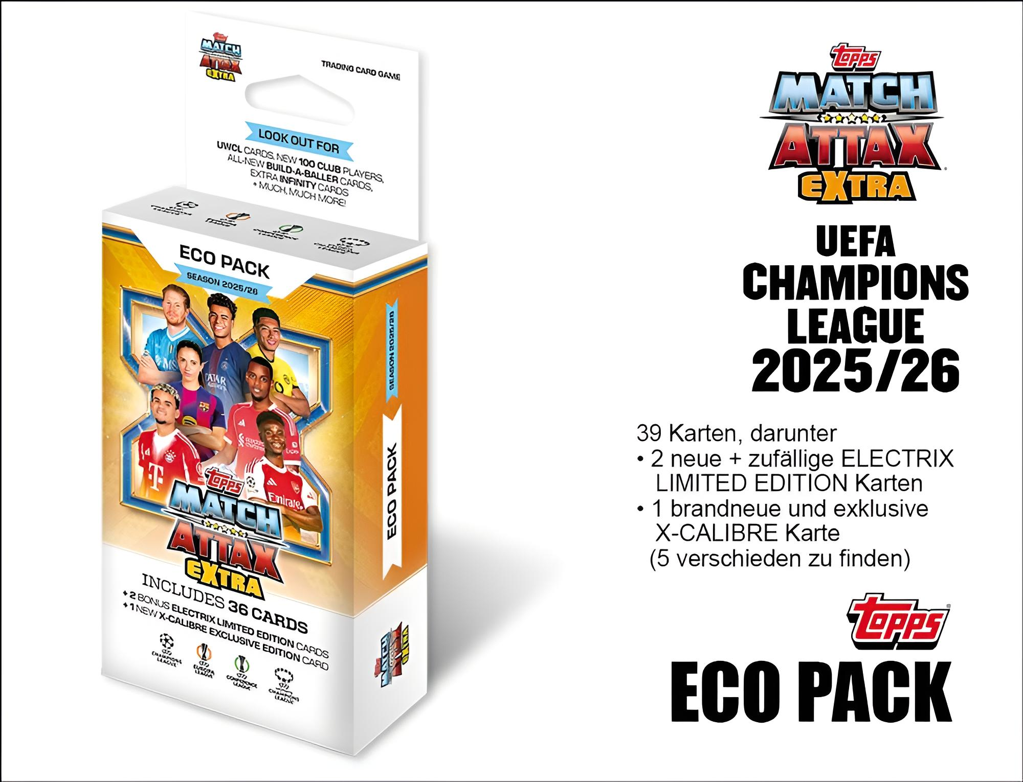 Topps Match Attax Extra Eco Pack 2025/26 Trading Cards mit Spielern