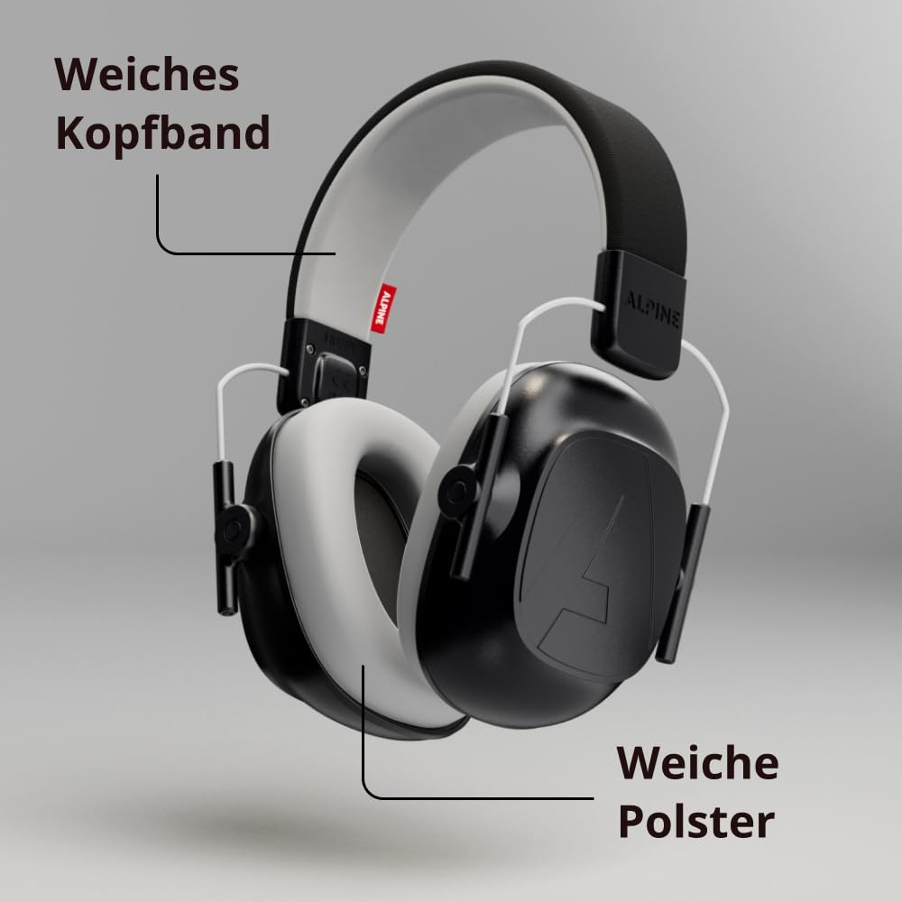 Czarne słuchawki z białymi poduszkami i pałąkiem, na szarym tle.