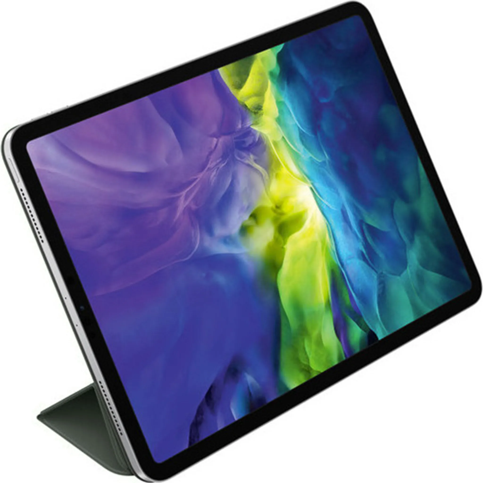 Ein Tablet mit einem abstrakten, bunten Hintergrund.
