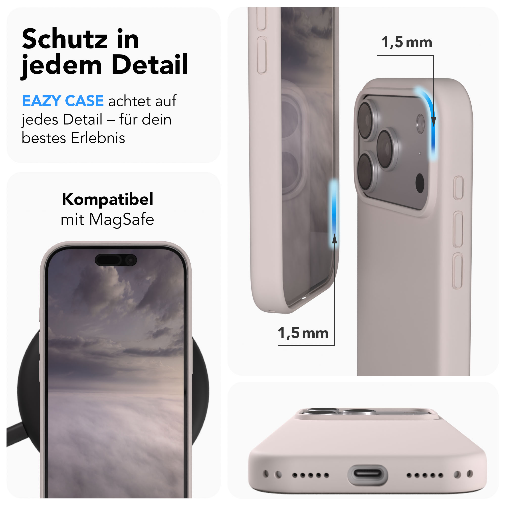 Eazy Case: Schutz und 1,5mm Dicke für Ihr Handy. MagSafe-kompatibel.