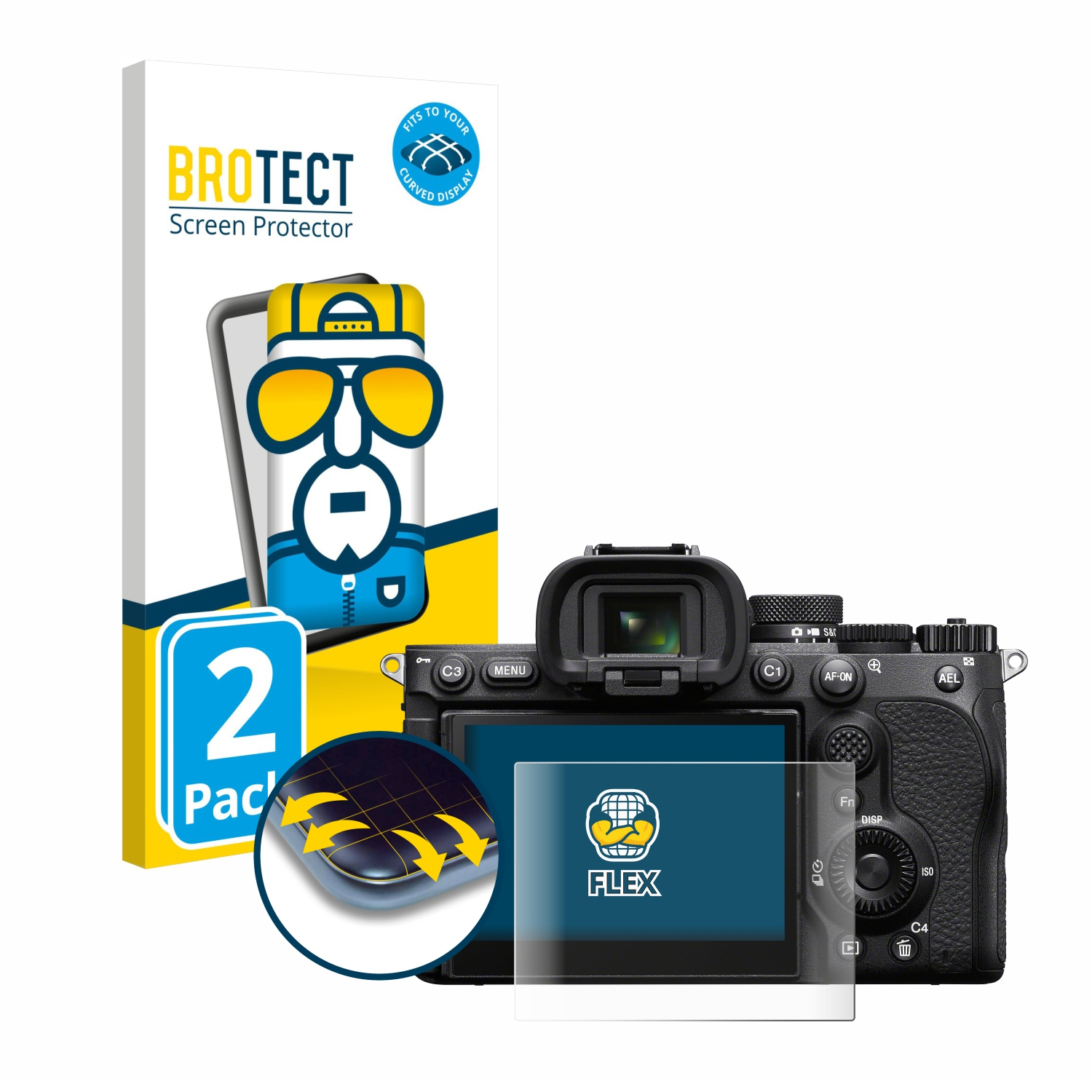 Ein BROTECT Displayschutz für eine Kamera mit zwei Stück im Paket.