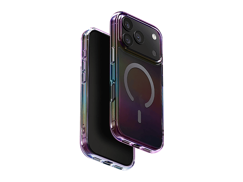 UNIQ Iridescia iPhone 17 Pro Uyumlu MagSafe Rainbow Telefon Kılıfı Siyah