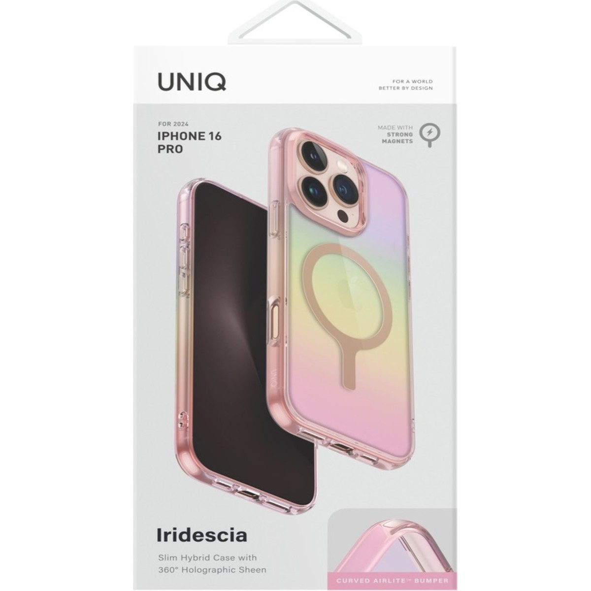 Holografik parlak ve mıknatıslı iPhone 16 Pro kılıfı.