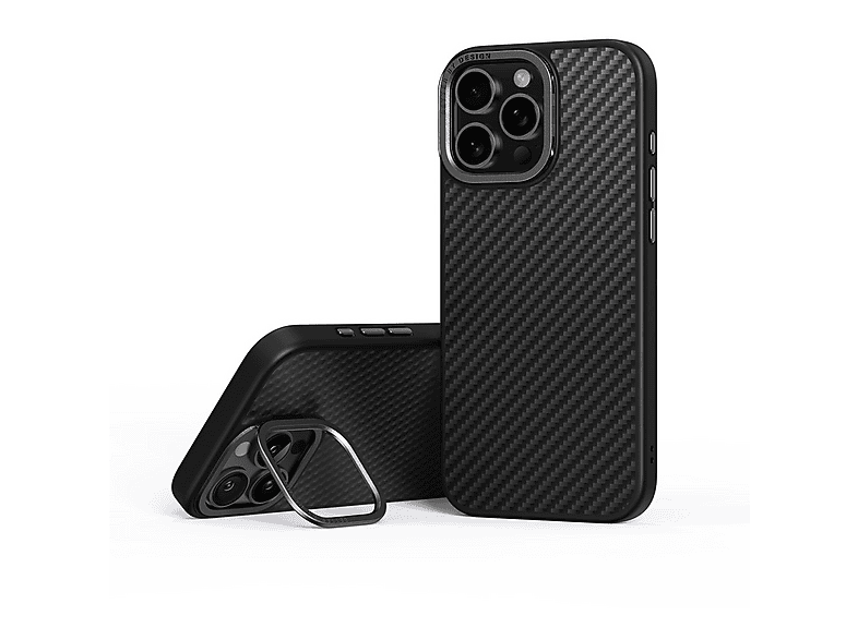 UNIQ Keva Max iPhone 16 Pro Uyumlu MagSafe Karbon Telefon Kılıfı Siyah
