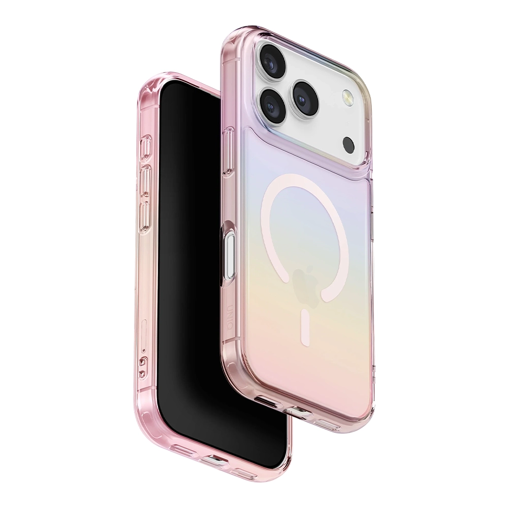 UNIQ Iridescia iPhone 17 Pro Max Uyumlu MagSafe Rainbow Telefon Kılıfı Pembe