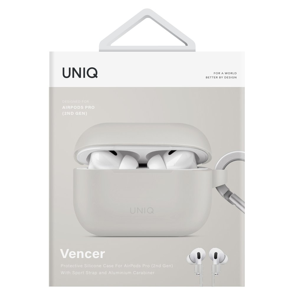 UNIQ Vencer Airpods Pro 2 (2.Nesil) Uyumlu Silikon Kulaklık Kılıfı Gri