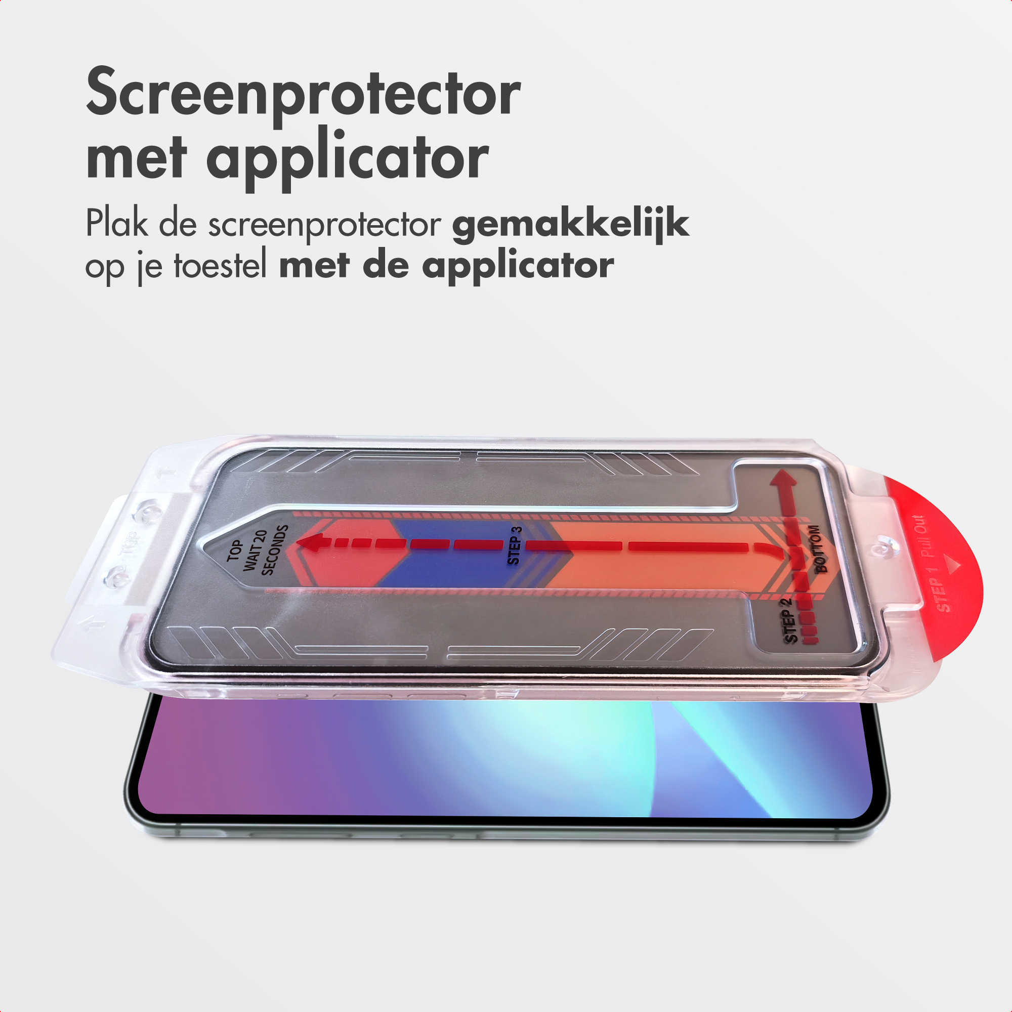 Protecteur d'écran avec applicateur sur un smartphone.