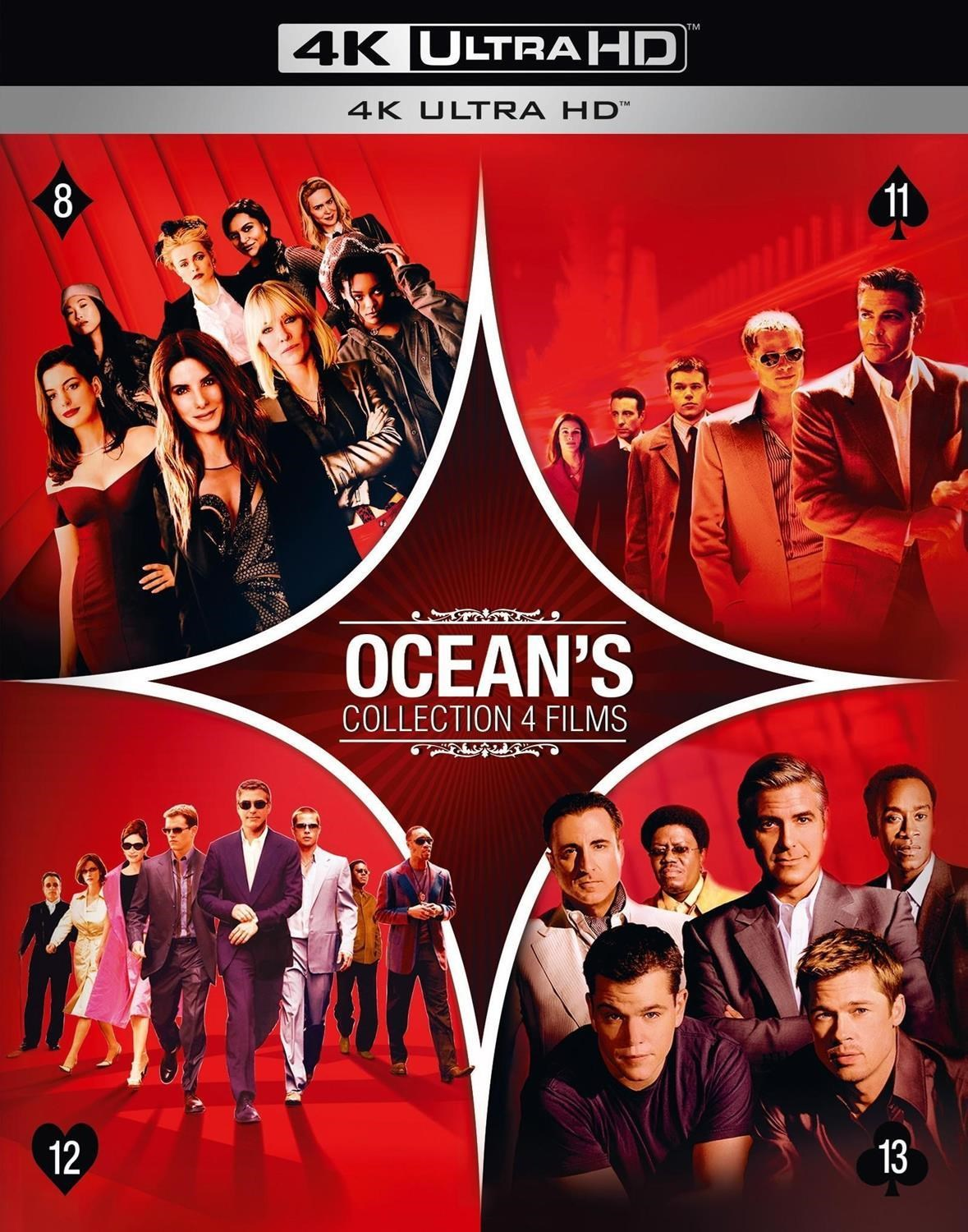 Affiche de film avec les acteurs de Ocean's Collection 4 Films en 4K Ultra HD.