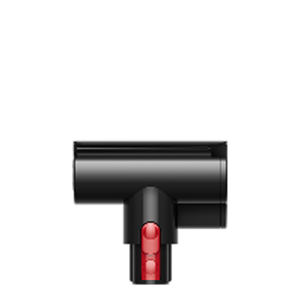 Accessorio aspirapolvere nero con leva rossa. Design a T.