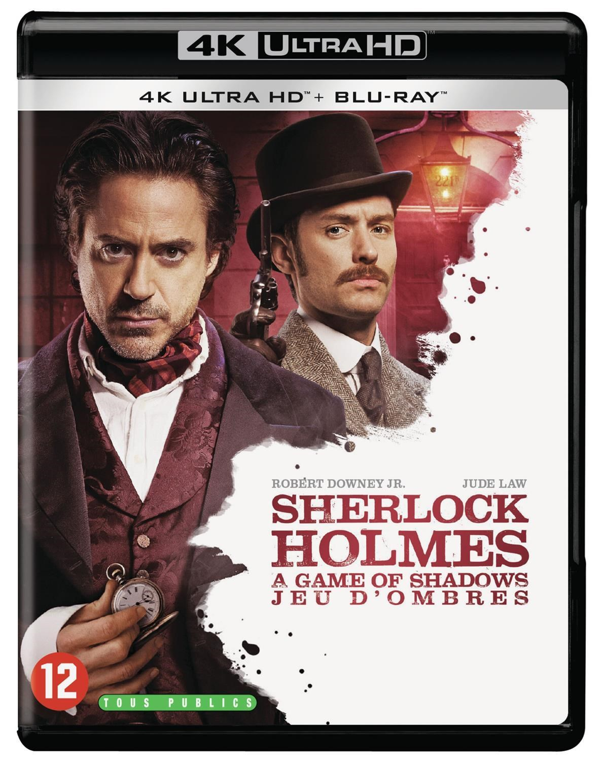 Sherlock Holmes et Watson sur la jaquette d'un Blu-ray 4K Ultra HD.