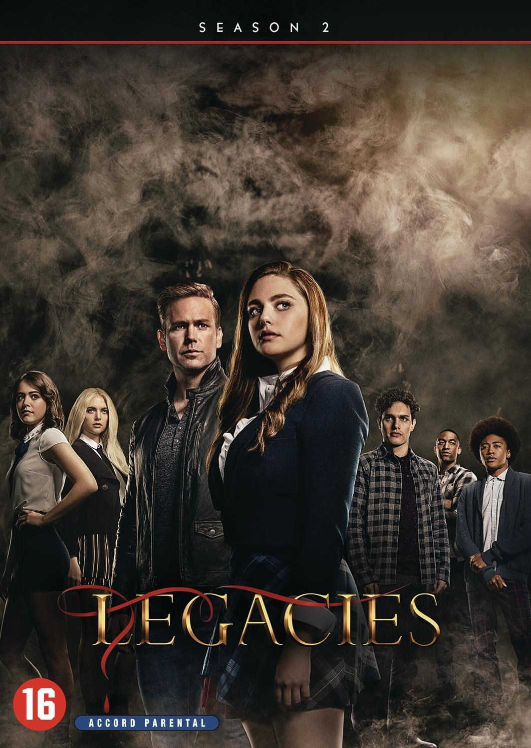 L'affiche de Legacies Saison 2 montre sept jeunes sur fond de fumée.