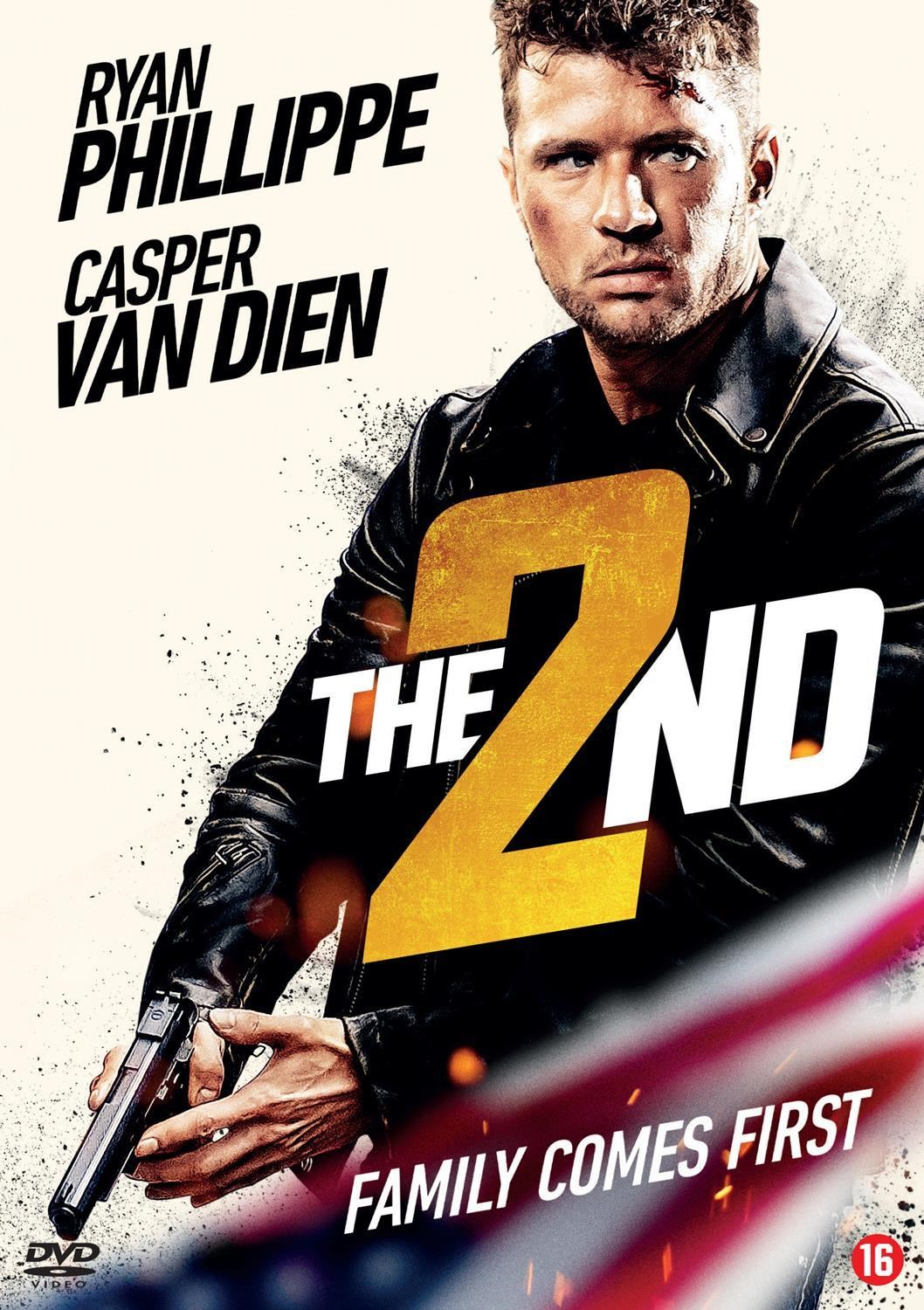 Ryan Phillippe met een pistool, "The 2nd" logo, "Family Comes First".