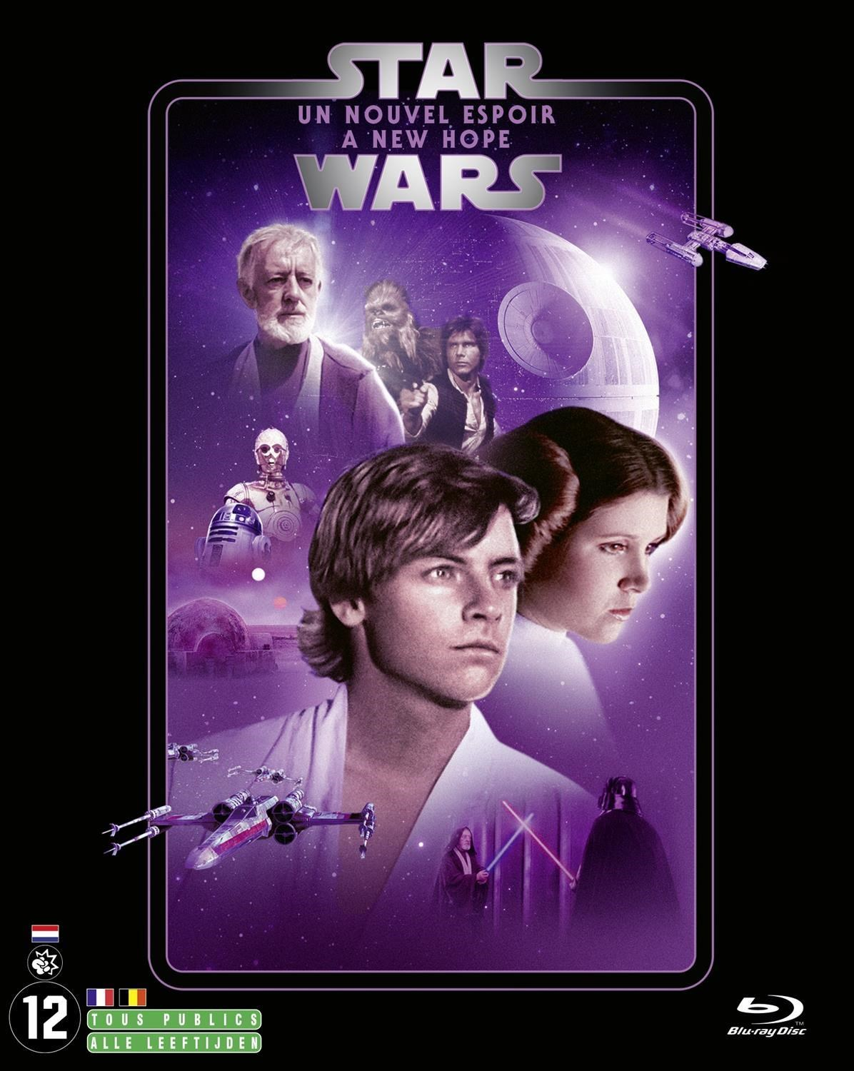 Affiche Star Wars : Un Nouvel Espoir avec Luke, Leia, Obi-Wan, Han, Chewie et plus.