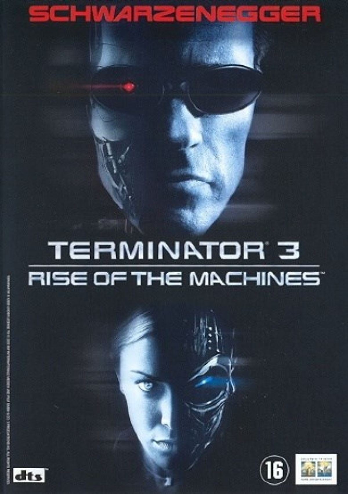 Arnold Schwarzenegger en een vrouw met cybernetisch oog, Terminator 3.