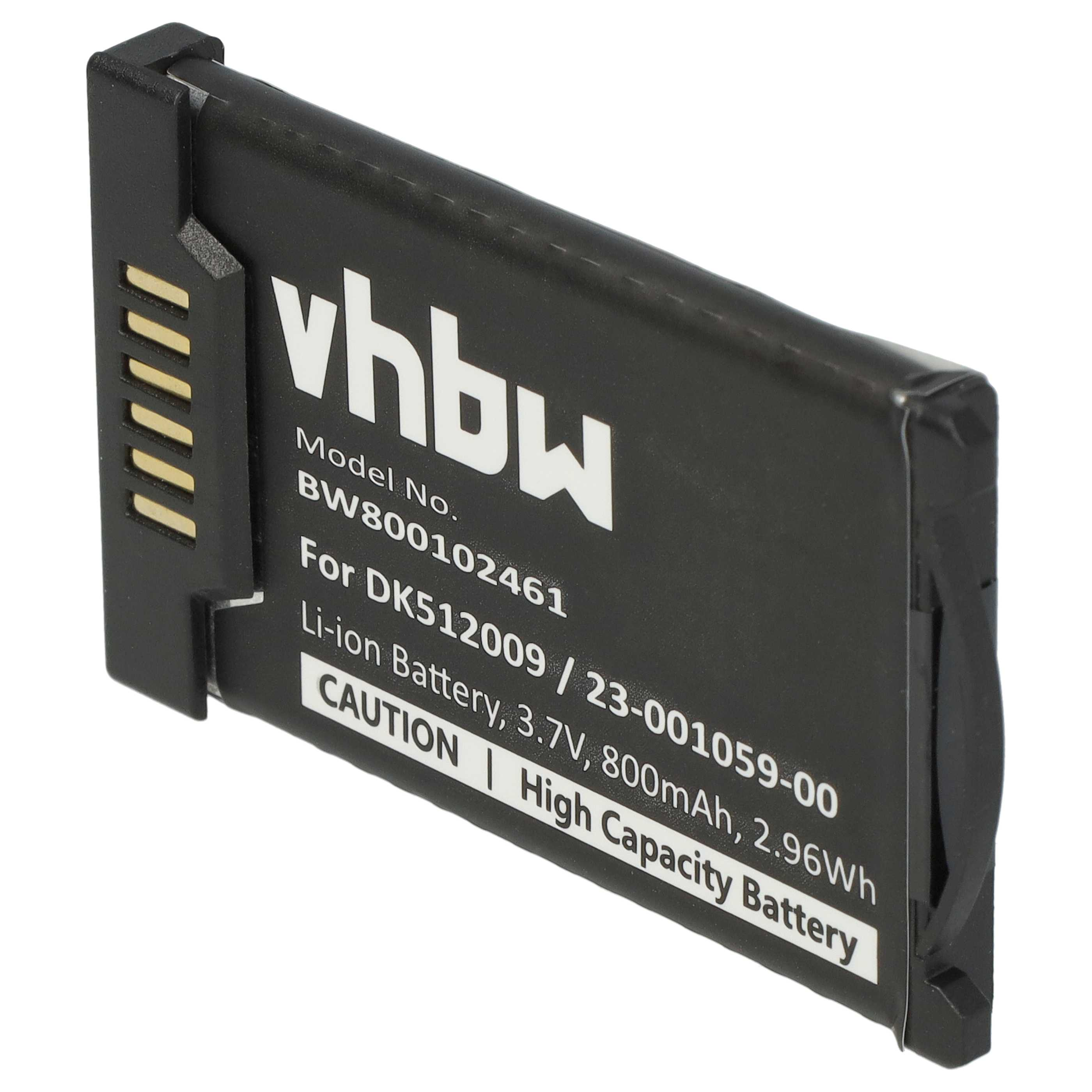 Schwarzer Li-Ion Akku mit weißer Beschriftung, 3,7V, 800mAh.