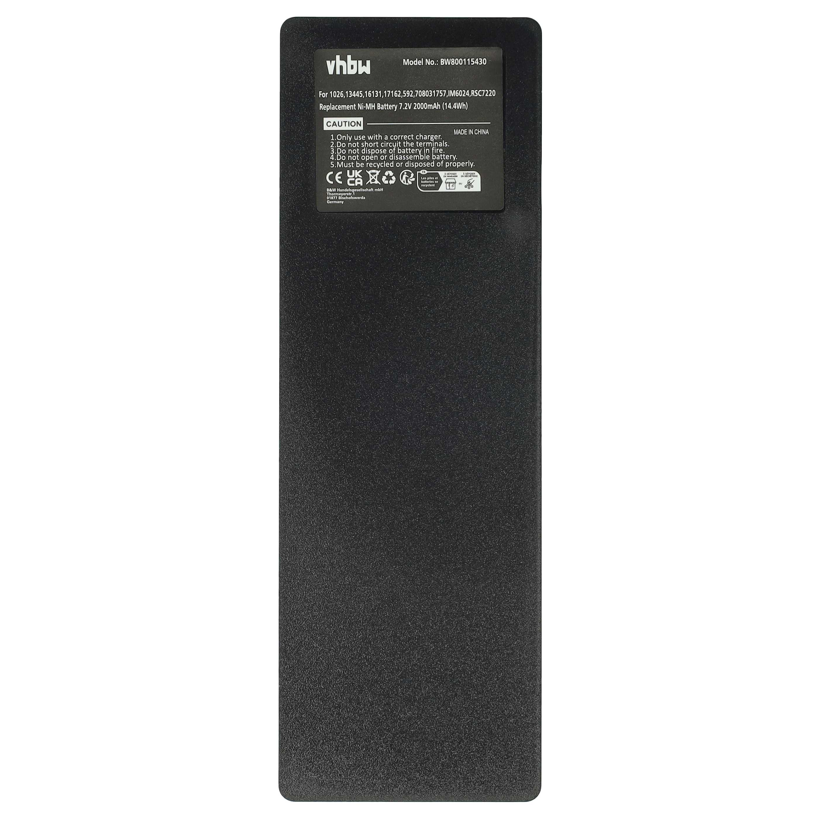 Schwarzer Akku mit Beschriftung: vhbw, Modell BW800115430, 7.2V 2000mAh.