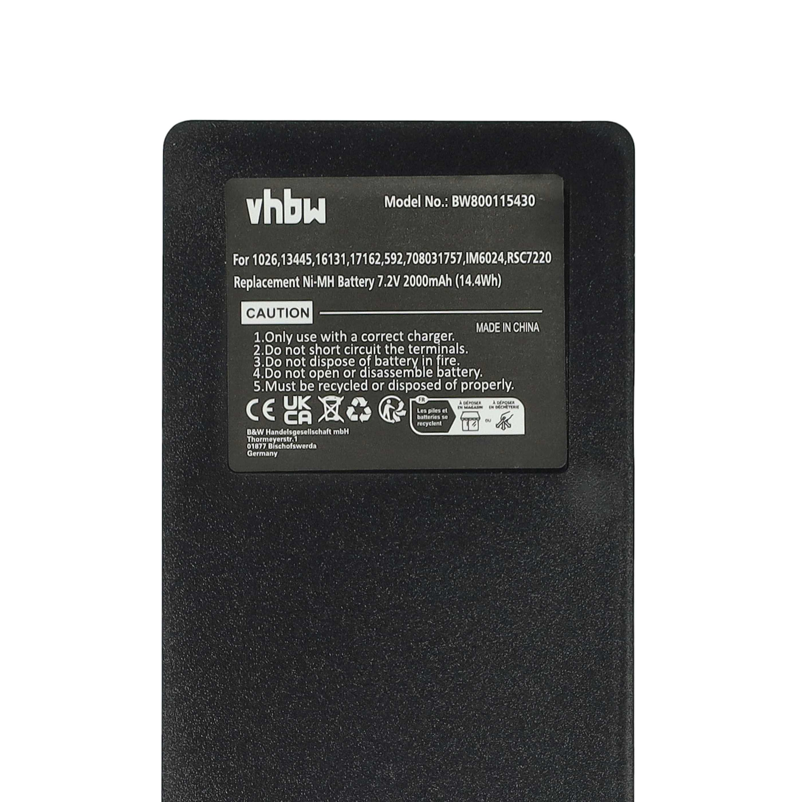 Schwarz-weißer Akku mit Beschriftung, Modell BW800115430, 7,2V 2000mAh.