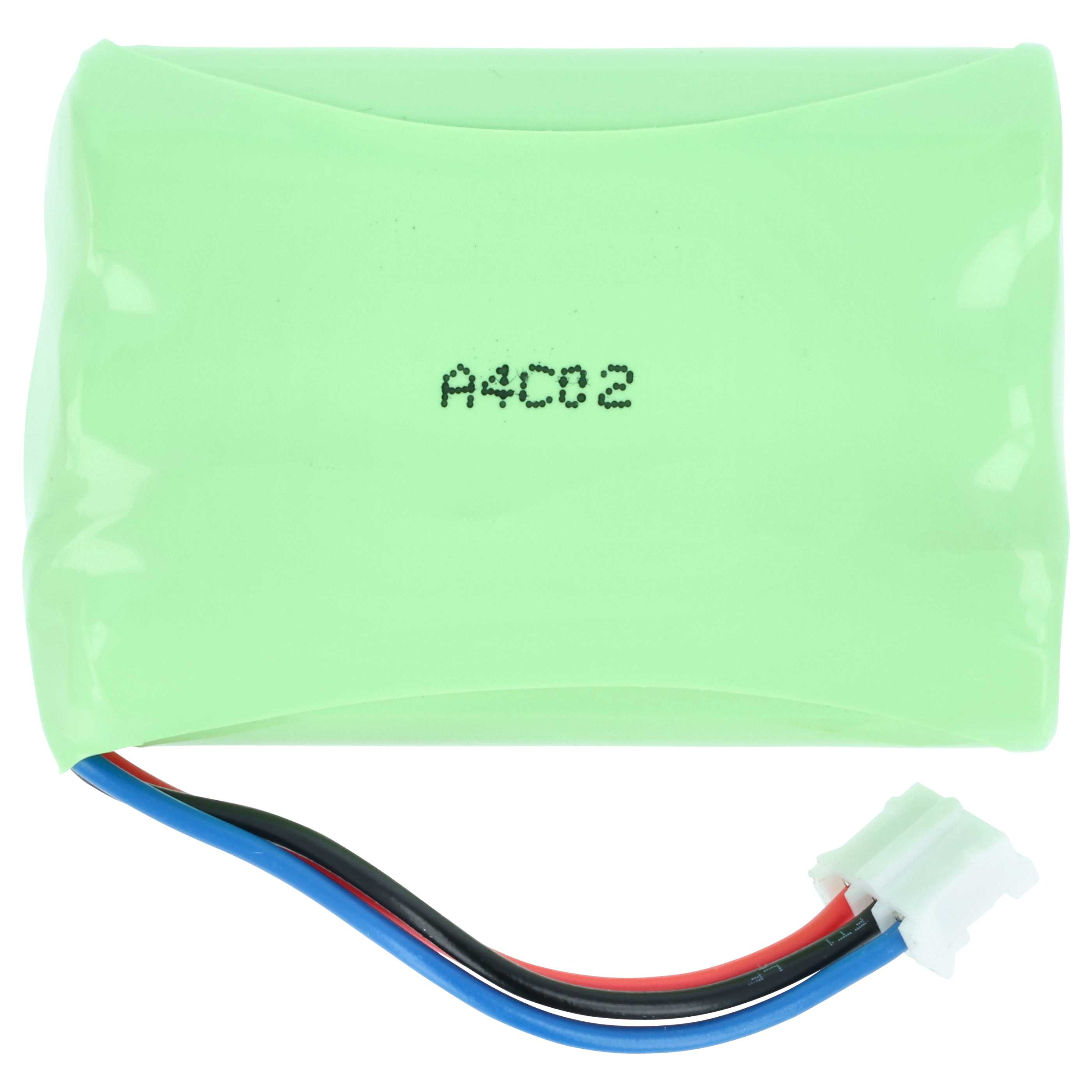 Grüne Batteriepack mit Kabeln und Stecker, Beschriftung A4C02.