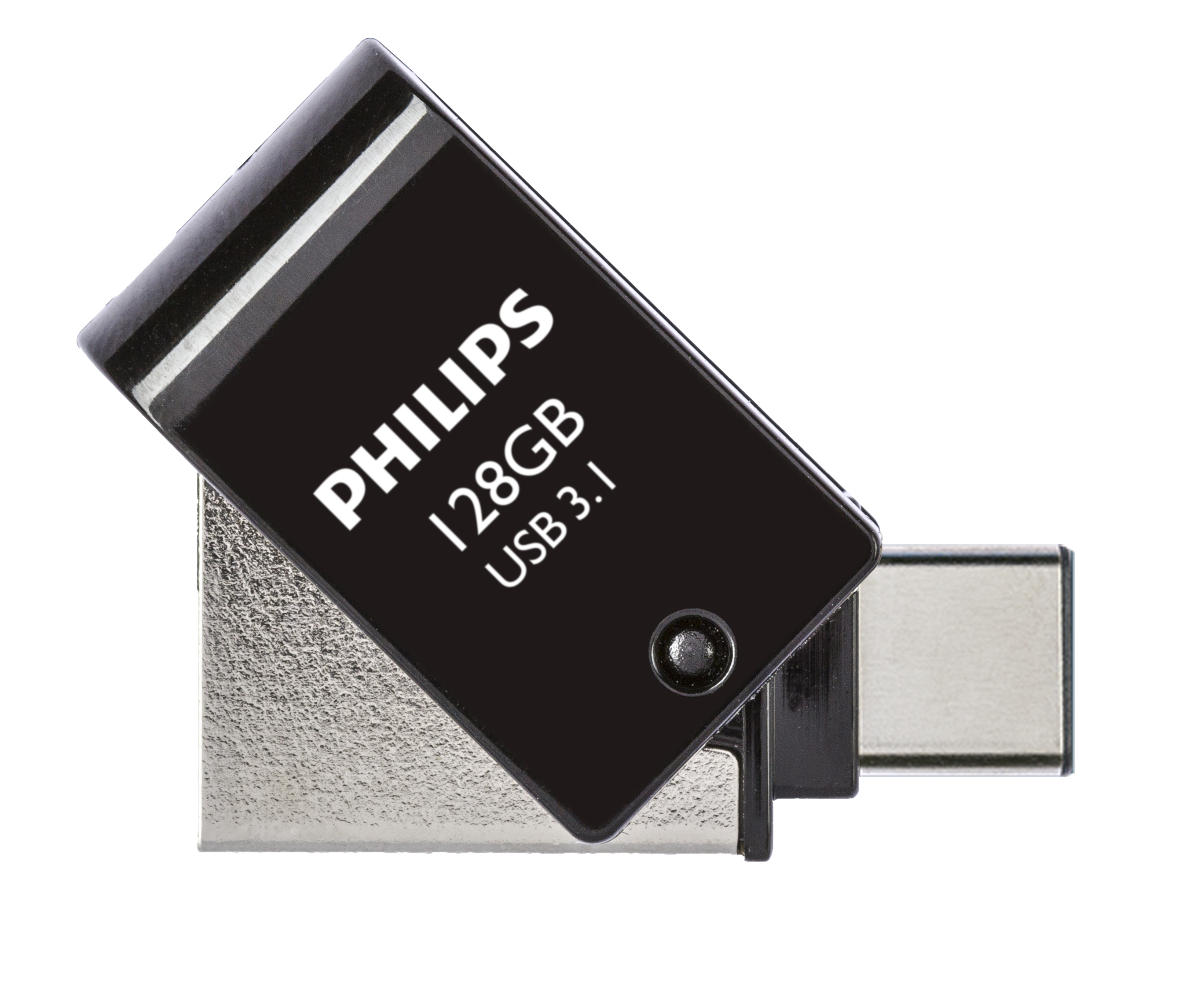 Schwarzer USB-Stick mit 128 GB und USB 3.1 Beschriftung.