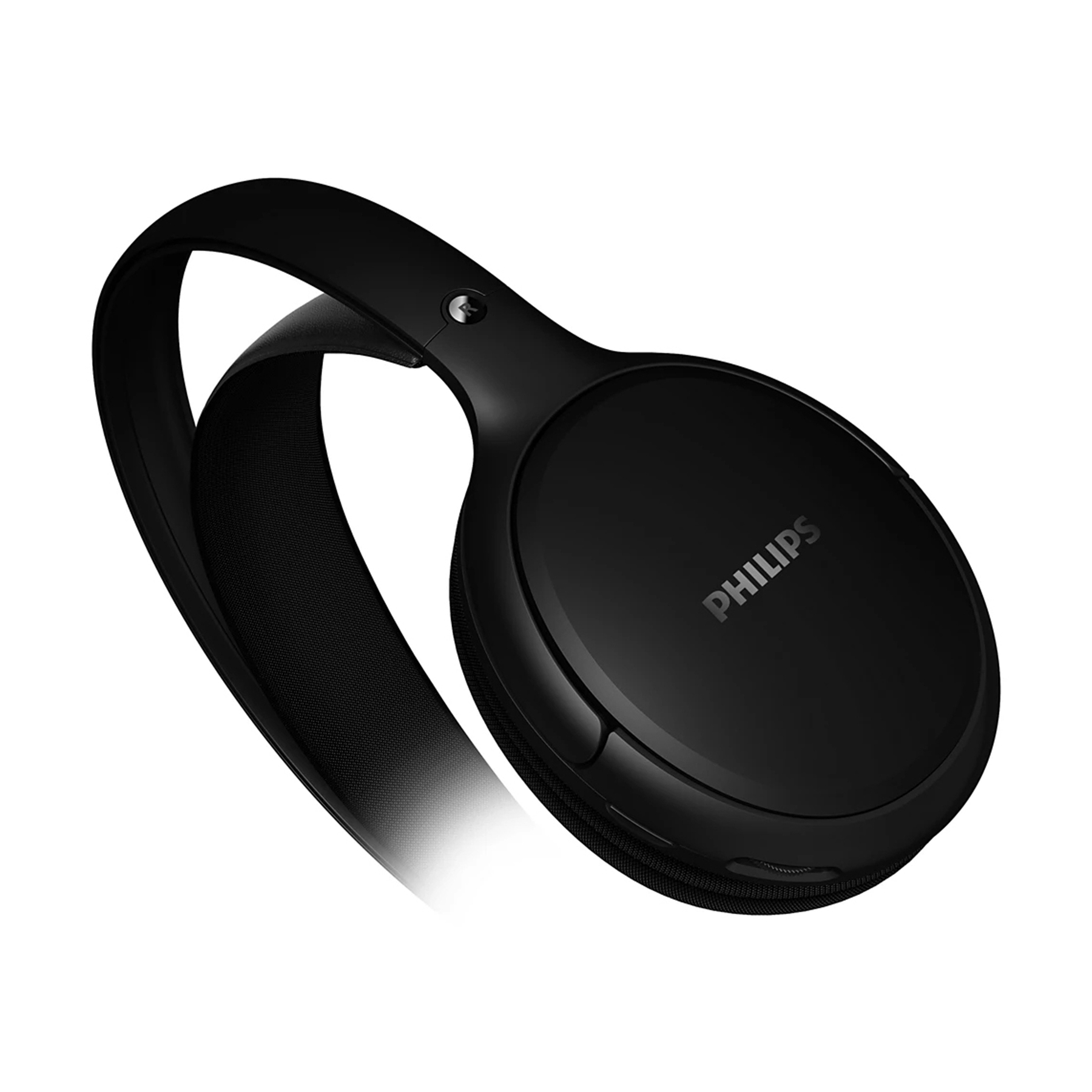 Casque Philips noir avec arceau et coussinets rembourrés.