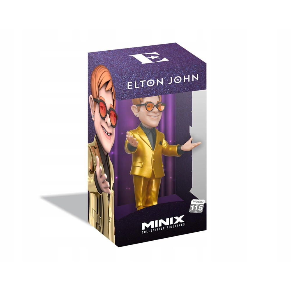 Figurka Minix Elton John w złotym garniturze, w pudełku.
