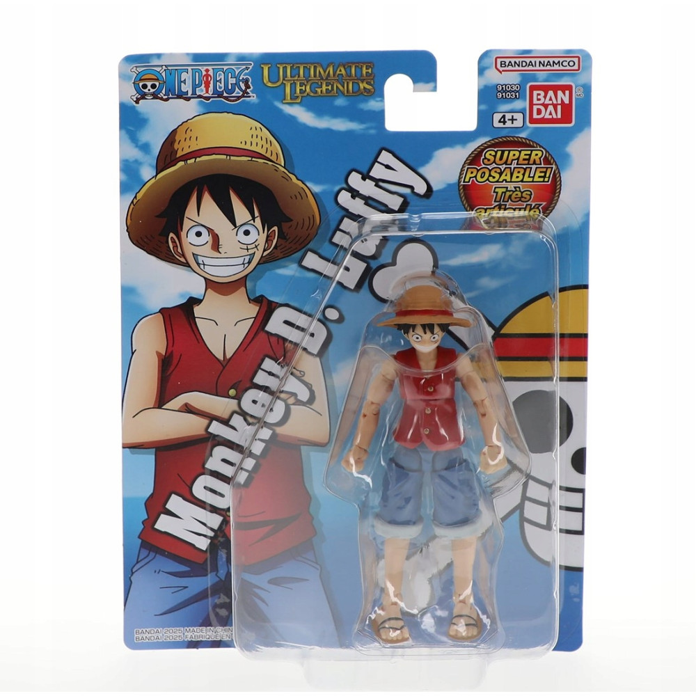 Figurka akcji Monkey D. Luffy w opakowaniu z dużym obrazkiem z przodu.