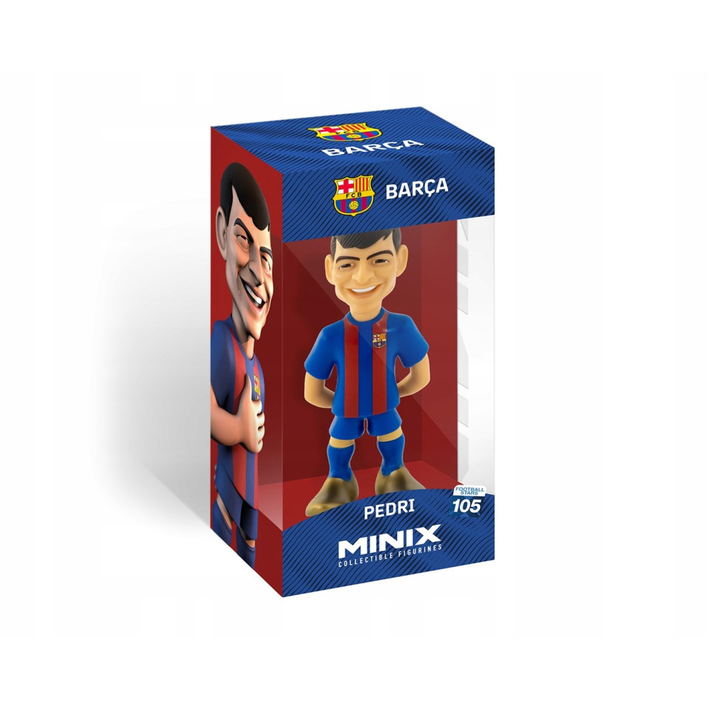 Kolekcjonerska figurka Minix Pedri w stroju FC Barcelona, w pudełku.