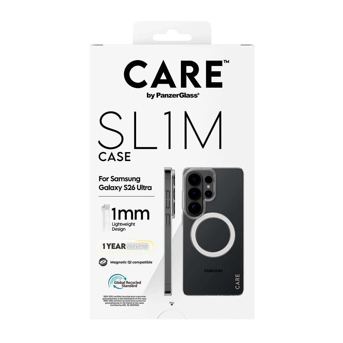 Samsung Galaxy S26 Ultra için CARE SLIM Kılıf, 1mm, manyetik, geri dönüştürülmüş.