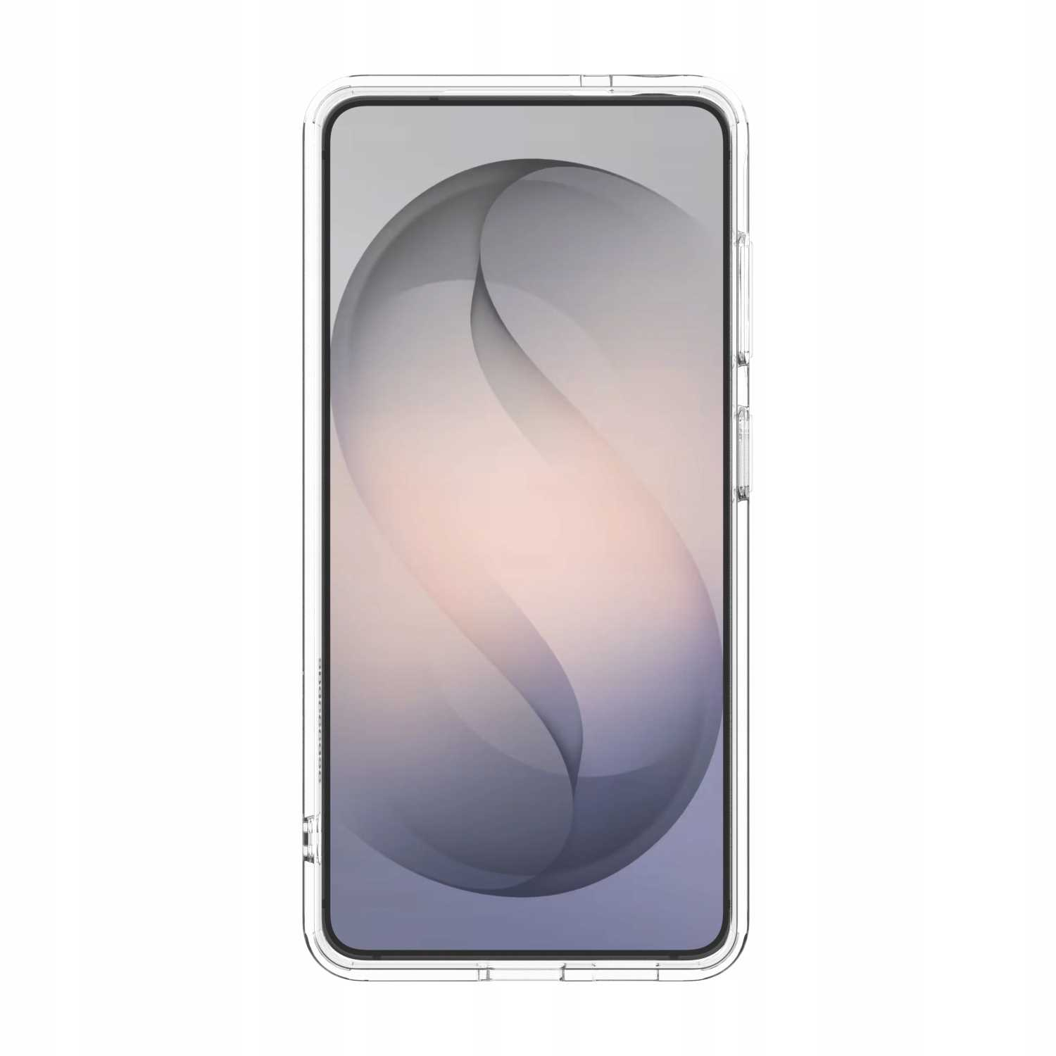 Przezroczyste etui na telefon z stylizowanym abstrakcyjnym tłem na ekranie.