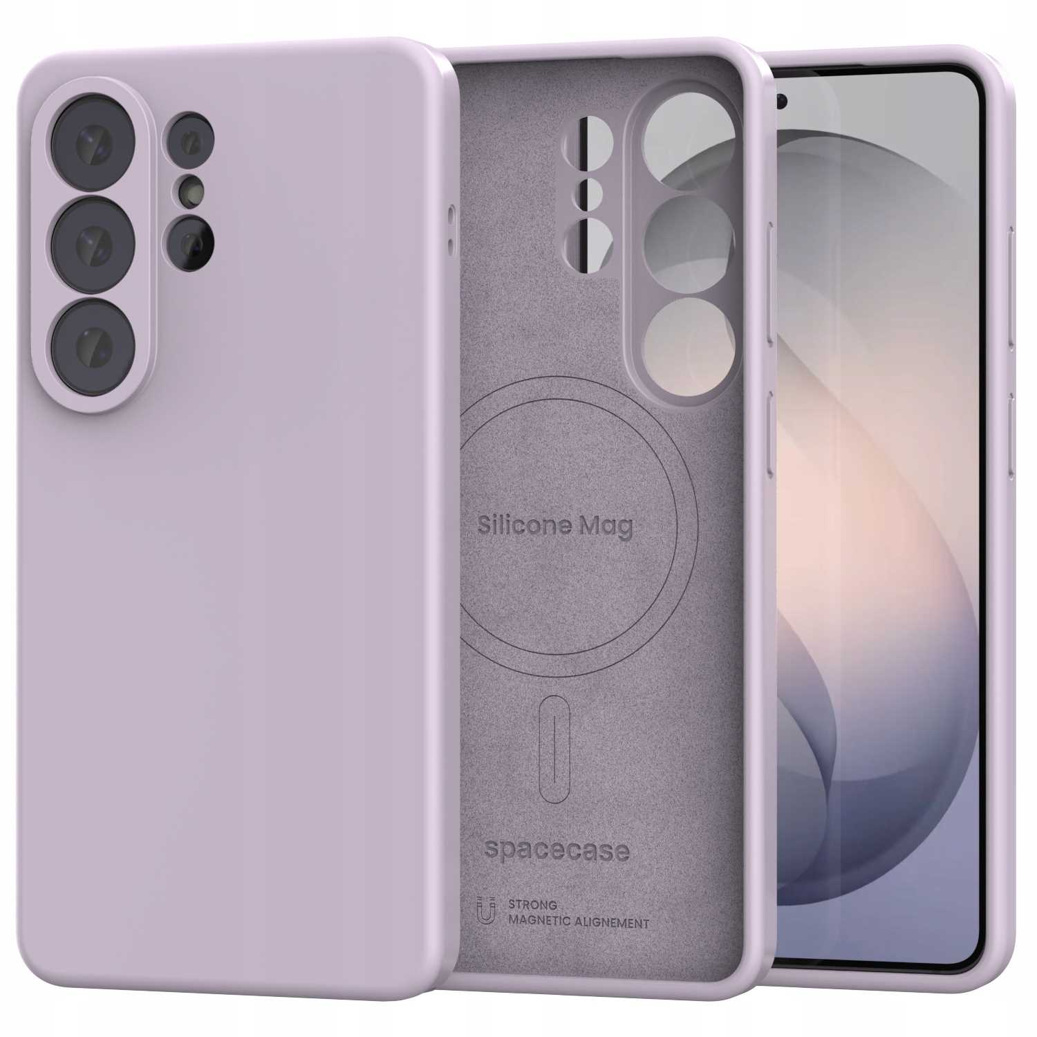 Jasnofioletowe etui na telefon z pierścieniem magnetycznym.